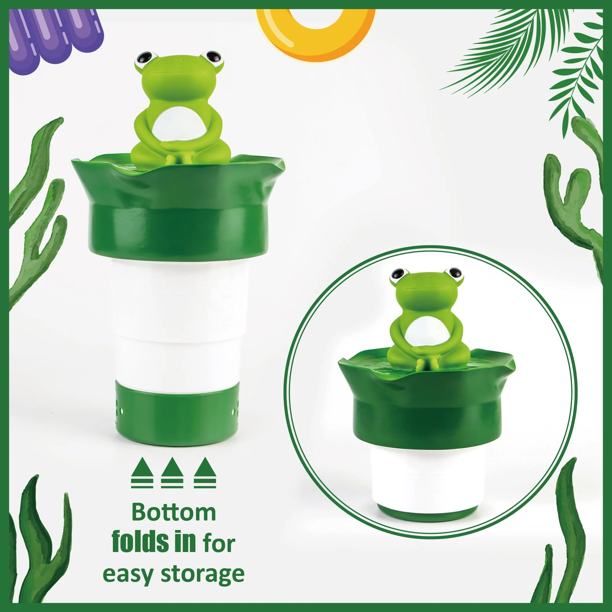 MKLZ Chlorine Floater for Pool, Floating Large Chlorine Dispenser, Bromine Tablet Holder, Fits 1 and 3 Inch Tablets for Above & In-Ground Swimming Pools, Spa Hot Tub, Funny Frog Float - Image 6
