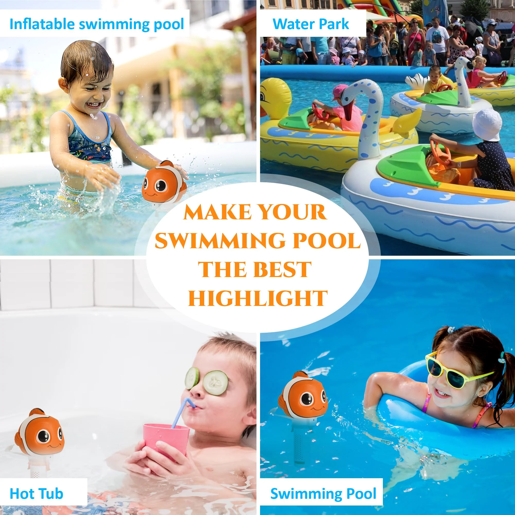MKLZ Chlorine Floater, Small Floating Pool Chlorine Dispenser for 1 Inch Tablets, Mini Clown Fish Bromine Holder for Hot Tub, Spa, Swimming Pools - Image 3