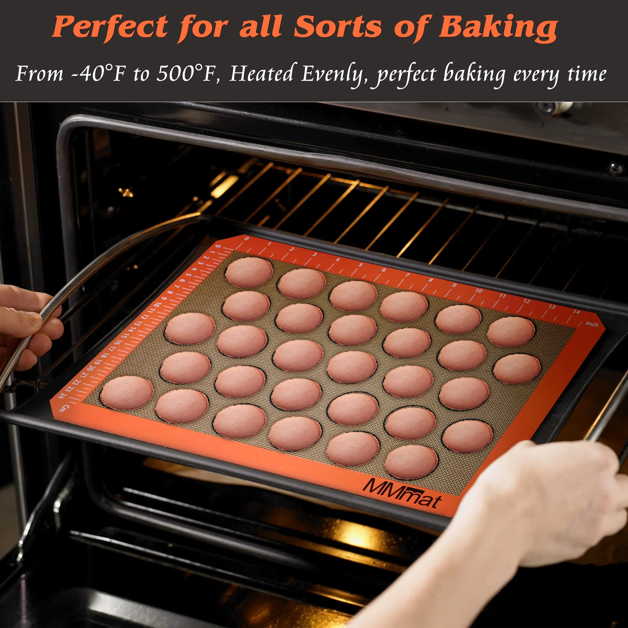 MMmat Silicone Baking Mat - Best German Silicone - Non Slip Silicone Baking Sheet, Non Stick Reusable Silicone Mats For Baking, Oven Liner, Counter Mat, 2 Half Sheets Macaron Baking Mats - Image 2