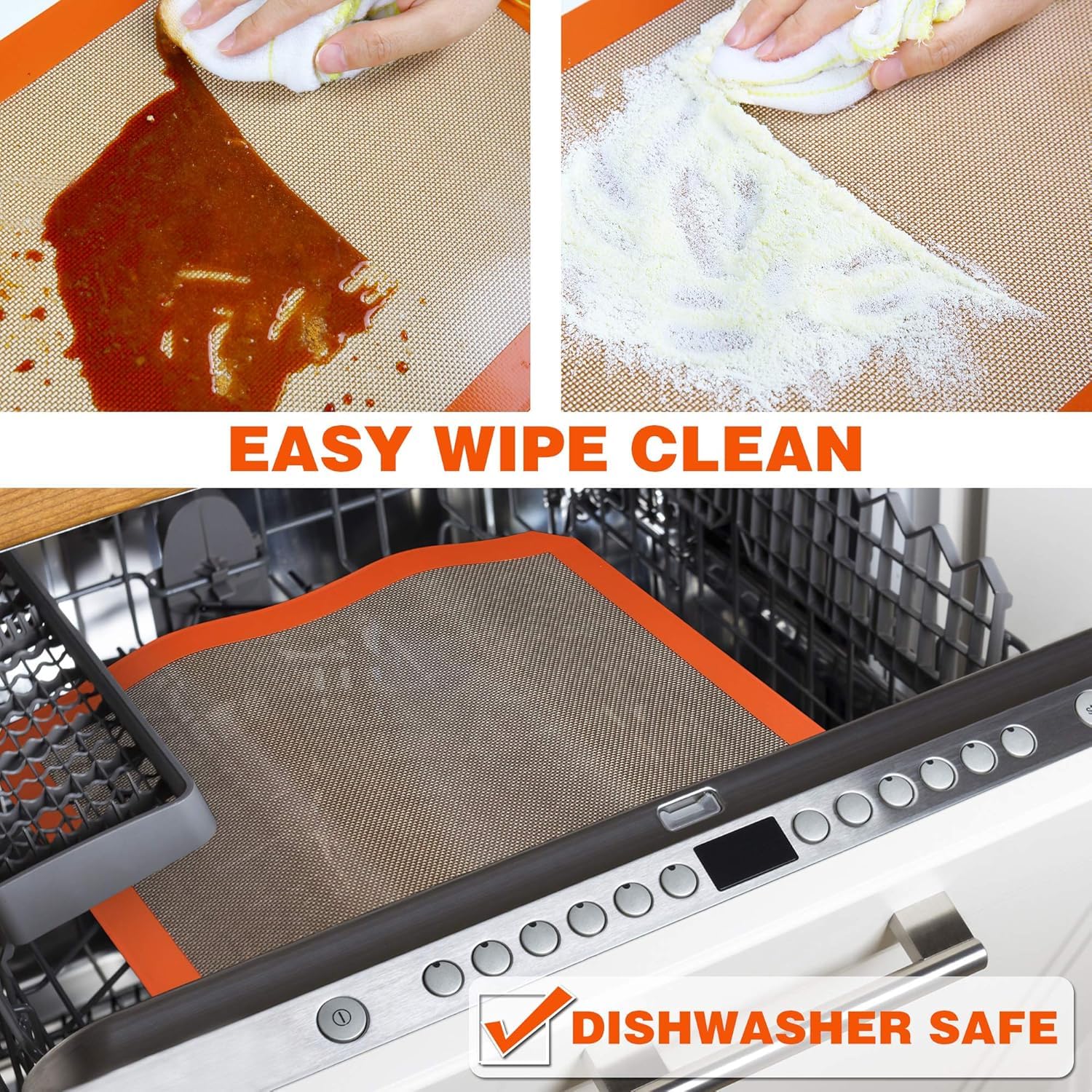 MMmat Silicone Baking Mat - Best German Silicone - Non Slip Silicone Baking Sheet, Non Stick Reusable Silicone Mats for Baking, Oven Liner, Counter Mat - 2 Medium-Sheet Size - Image 2
