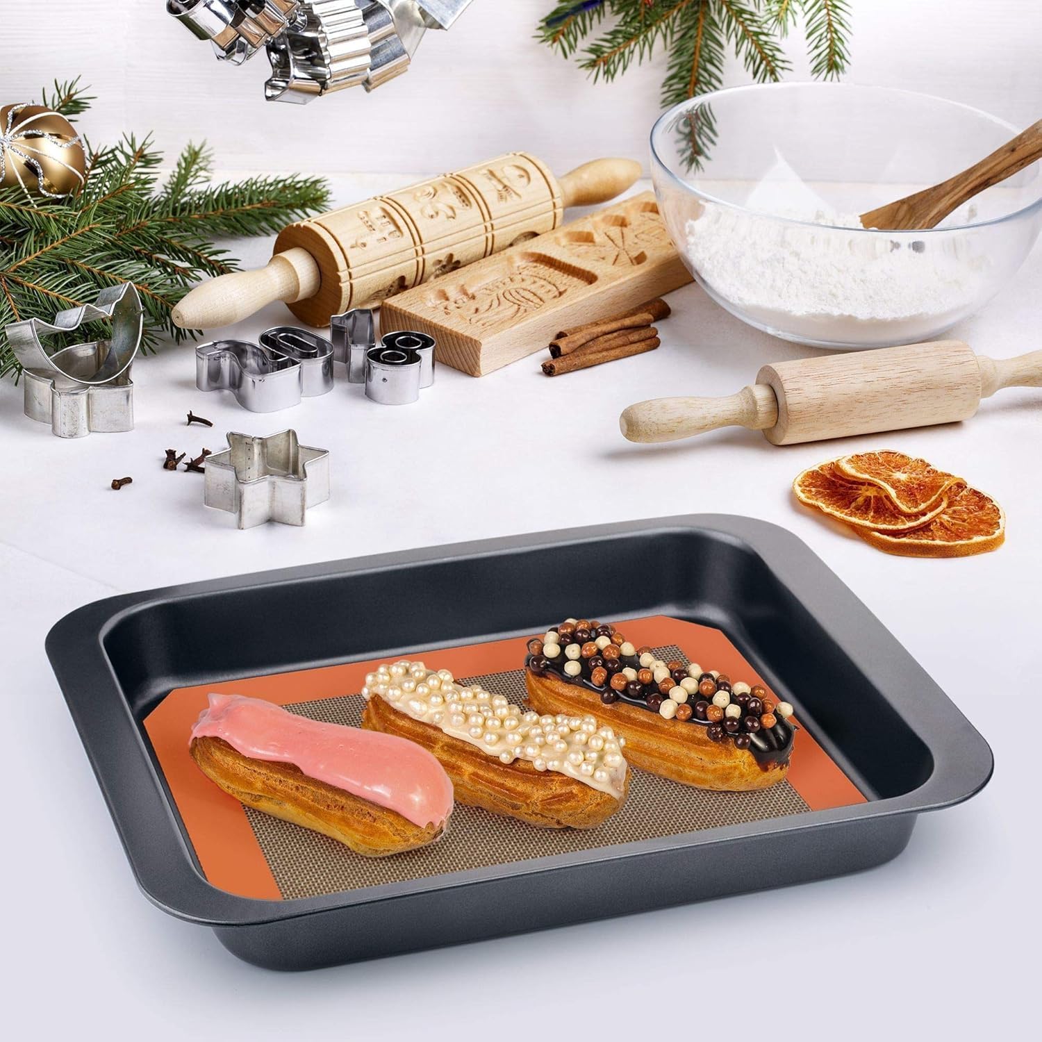 MMmat Silicone Baking Mat - Best German Silicone - Non Slip Silicone Baking Sheet, Non Stick Reusable Silicone Mats for Baking, Oven Liner, Counter Mat - 2 Medium-Sheet Size - Image 5