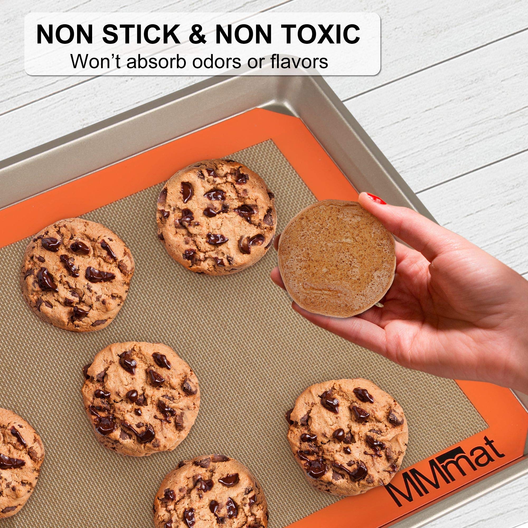 MMmat Silicone Baking Mat - Best German Silicone - Non Slip Silicone Baking Sheet, Non Stick Reusable Silicone Mats for Baking, Oven Liner, Counter Mat - Half Sheet Baking Mat, Set of 2 - Image 6