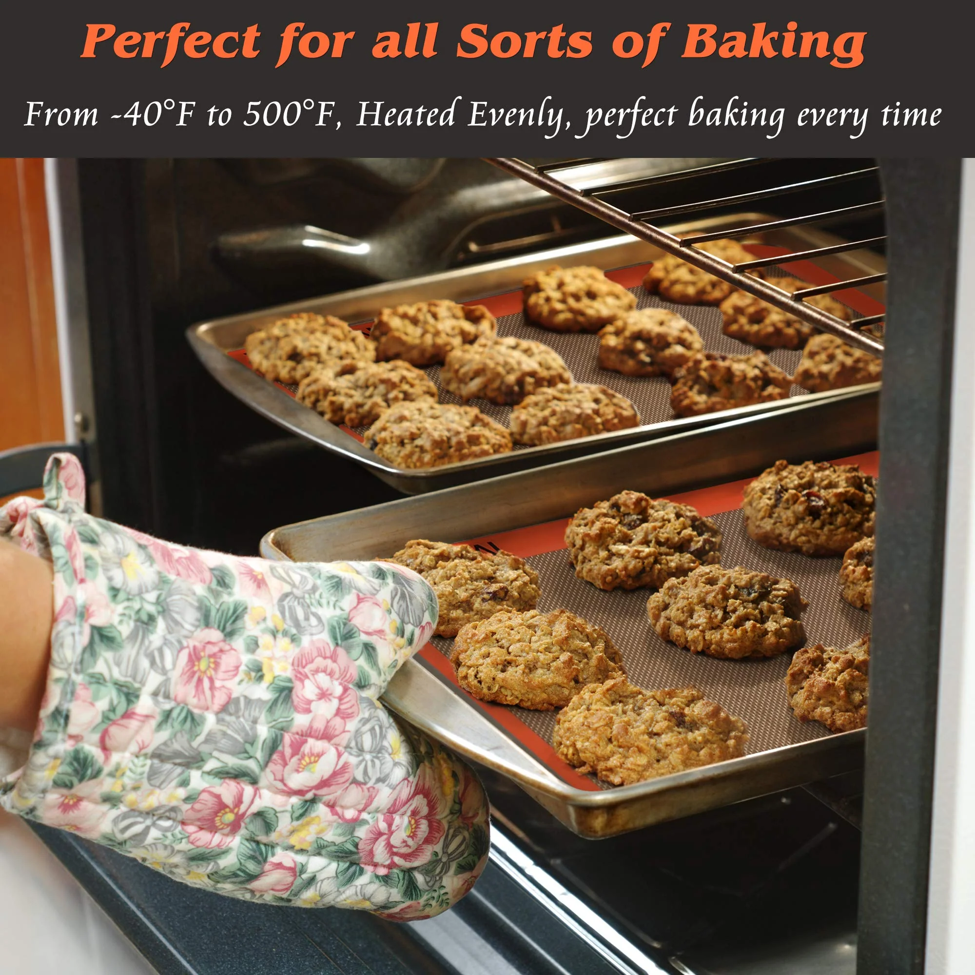 MMmat Silicone Baking Mats - Best German Silicone - Non Slip Silicone Baking Sheet, Non Stick Reusable Silicone Mats for Baking, Oven Liner, Counter Mat - 9x13 inch, Set of 2 - Image 2