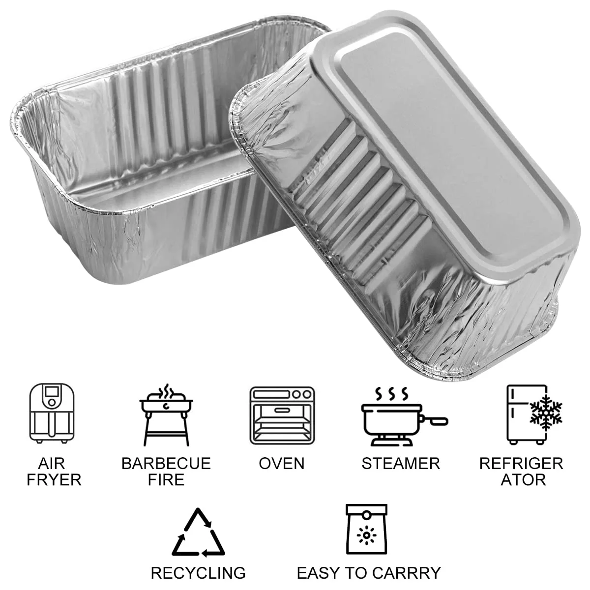 MOACOCK 100 Pack 1Lb Aluminum Mini Loaf Baking Pans, 6” x 3.5” x 2” Heavy Duty Disposable Loaf Pans, Thick Foil Bread Pans for Baking Holiday Treats Food Storage and Takeout - Image 5