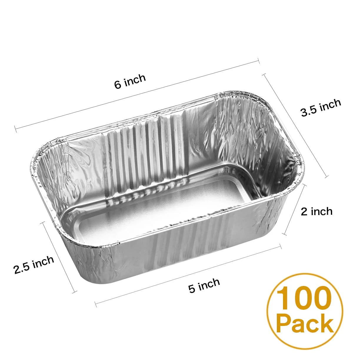 MOACOCK 100 Pack 1Lb Aluminum Mini Loaf Baking Pans, 6” x 3.5” x 2” Heavy Duty Disposable Loaf Pans, Thick Foil Bread Pans for Baking Holiday Treats Food Storage and Takeout - Image 6