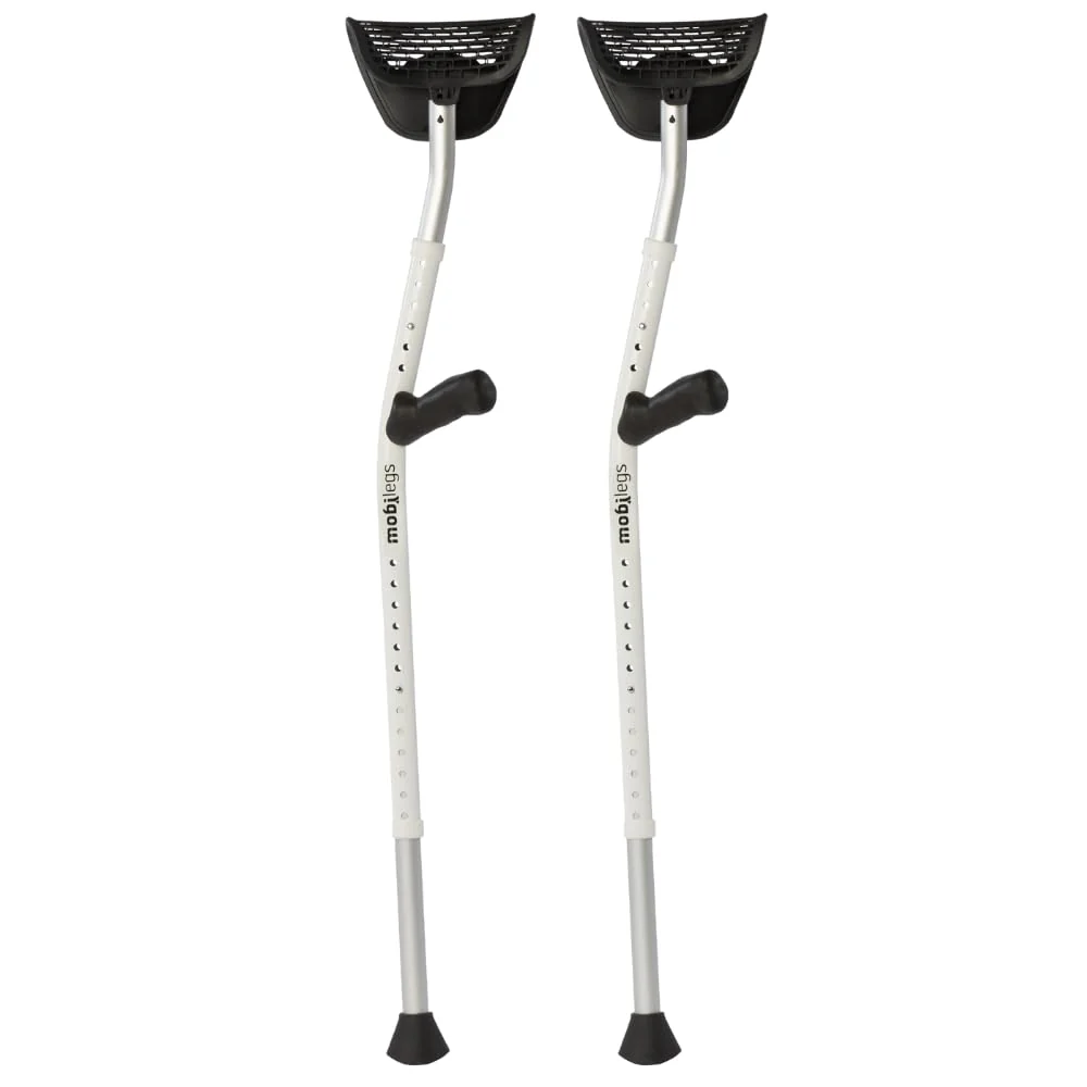 Mobilegs Ultra Crutches for Adults with Ergonomic Handgrips & Plush Saddle - Adjustable Height, Ventilated Saddle, Reduces Pain & Discomfort, Perfect for Post-Surgery & Long Term Disability - Image 2