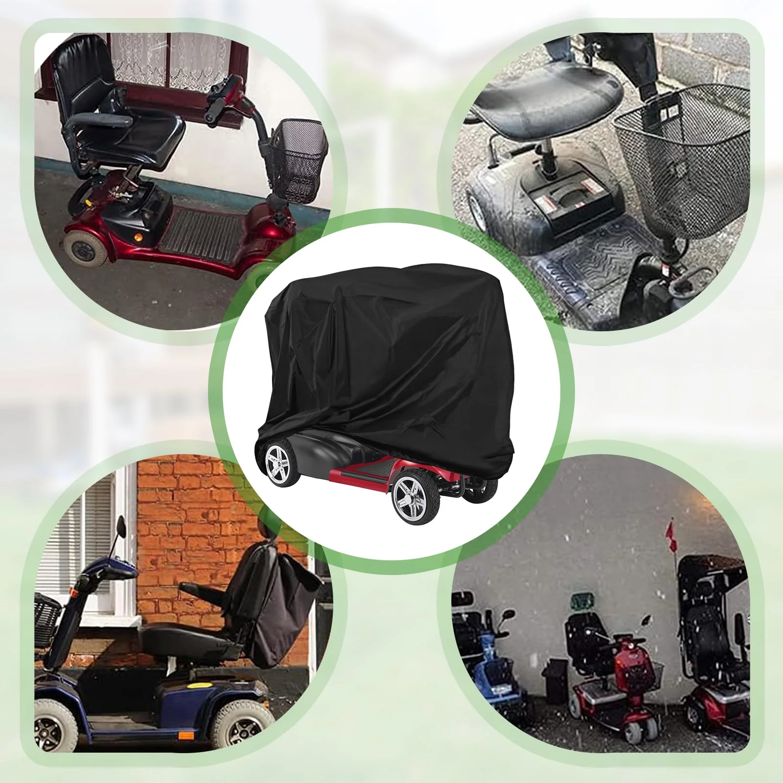 Mobility Scooter Cover,Waterproof Wheelchair Cover for Storage,Mobility Scooter Accessories for All-Weather Outdoor Protection Dust Covers - 55"x 26" x 36" (L x W x H) - Image 6