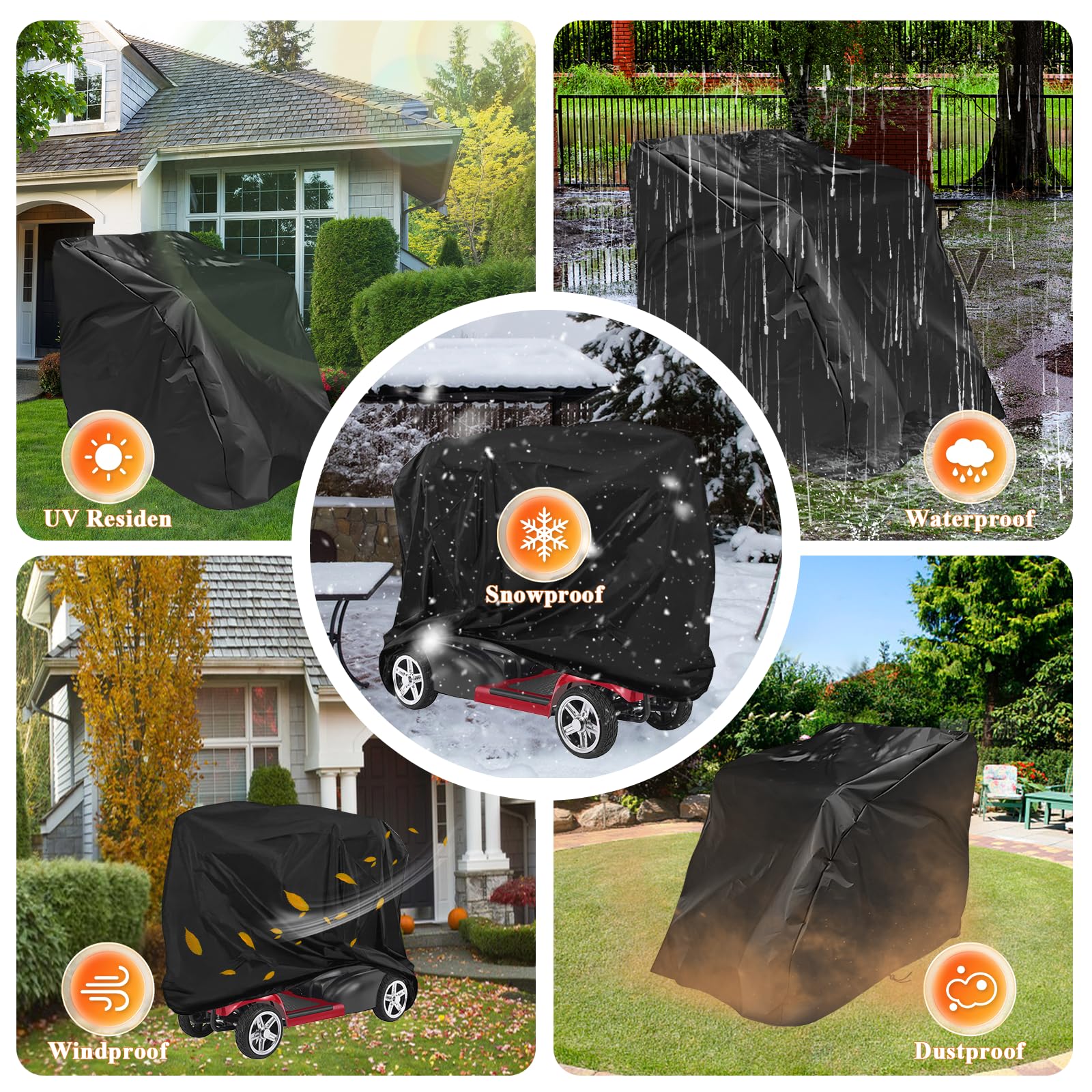 Mobility Scooter Cover,Waterproof Wheelchair Cover for Storage,Mobility Scooter Accessories for All-Weather Outdoor Protection Dust Covers - 55"x 26" x 36" (L x W x H) - Image 8