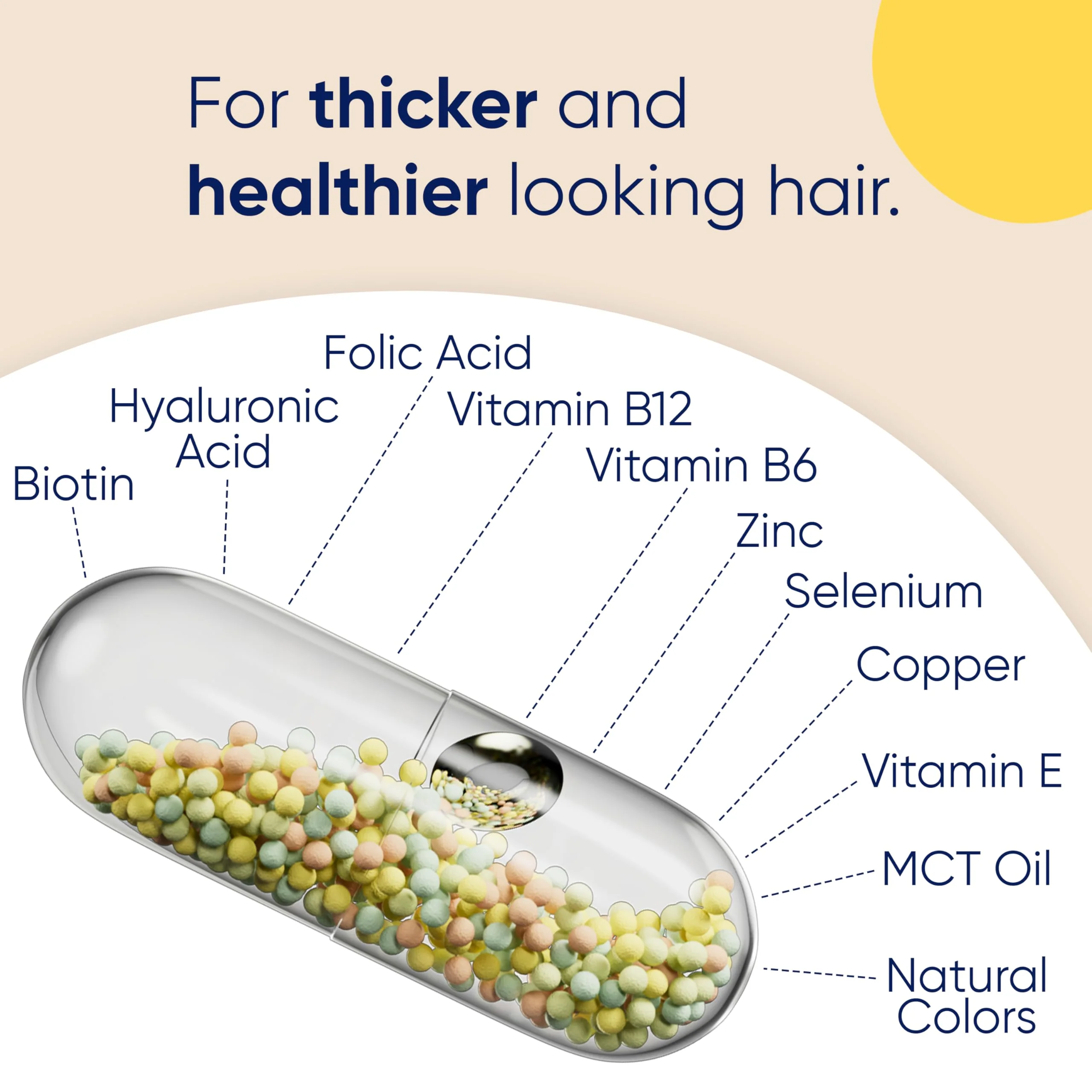 Moerie Ultimate Hair Growth Supplements for Women & Men - Hair, Skin, Nails Vitamins with Biotin & Minerals for Hair Health - Thicker Hair - 60 Capsules - Image 3