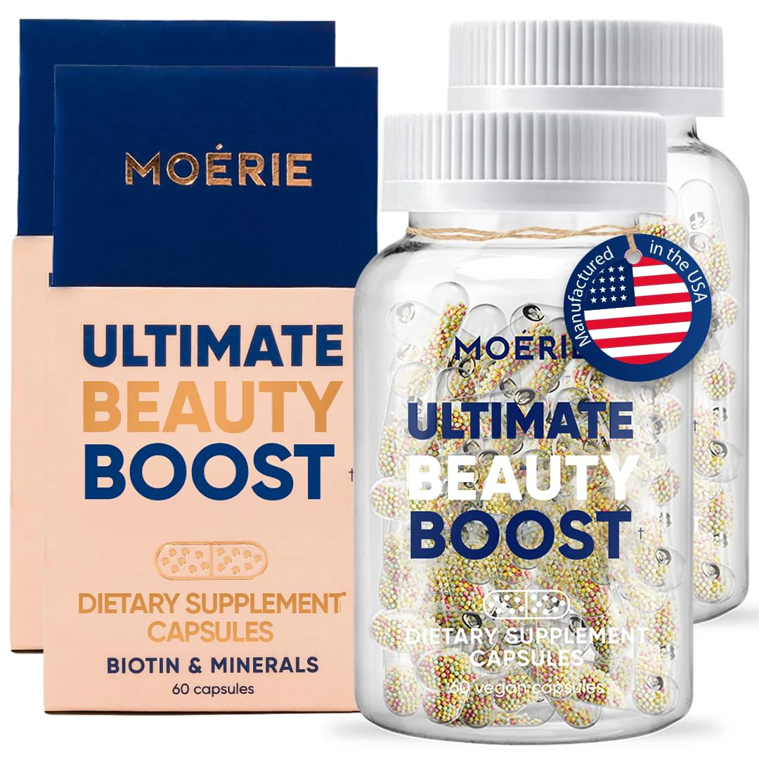 Moerie Ultimate Hair Growth Supplements for Women & Men - Hair, Skin, Nails Vitamins with Biotin & Minerals - for Thicker, Fuller Hair & Hair Loss Treatment - 120 Capsules