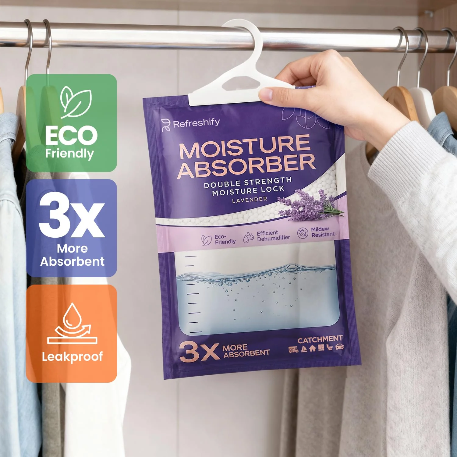 Moisture Absorbers and Humidity Absorber Bags for Closet - 10 Pack High-Efficiency Moisture Absorber and Humidity Packs for Home, Moisture Bags and Dehumidifier Bags for Car Lavender, 10 Pack - Image 4