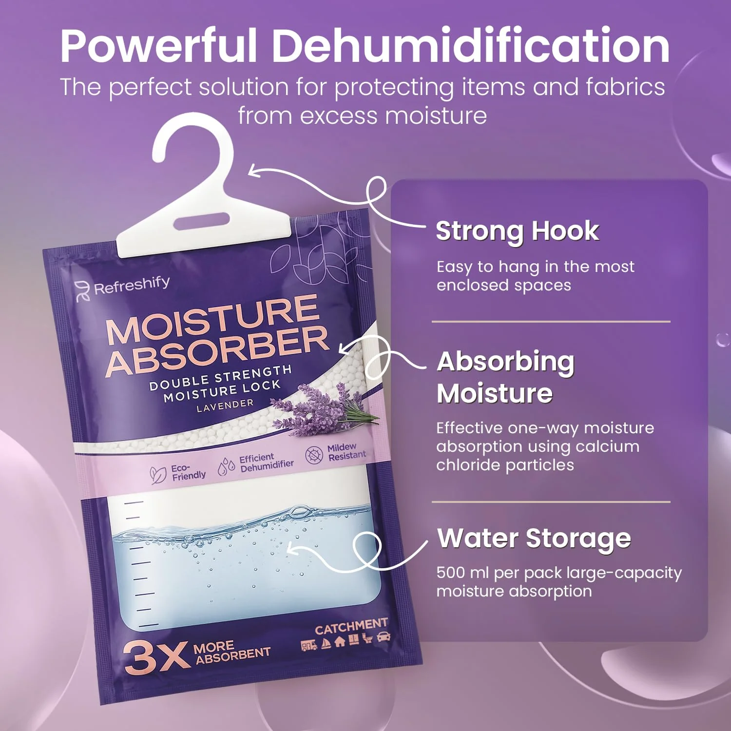 Moisture Absorbers and Humidity Absorber Bags for Closet - 10 Pack High-Efficiency Moisture Absorber and Humidity Packs for Home, Moisture Bags and Dehumidifier Bags for Car Lavender, 10 Pack - Image 6