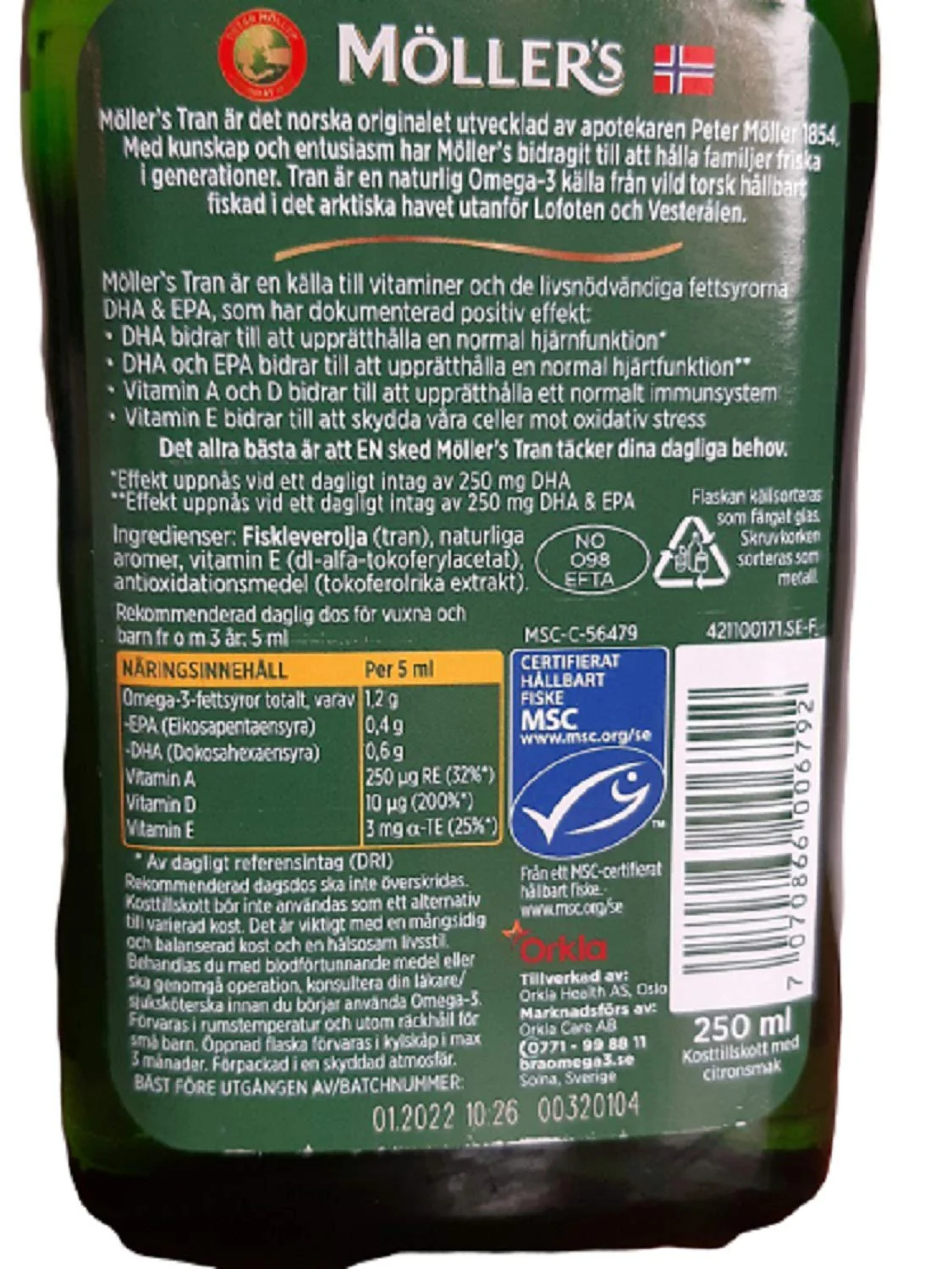 Möllers Tran Cod Liver Oil 250 ml/ 8.45 fl oz | Citron Flavor | Omega-3 | Fish Liver Oil - Image 3