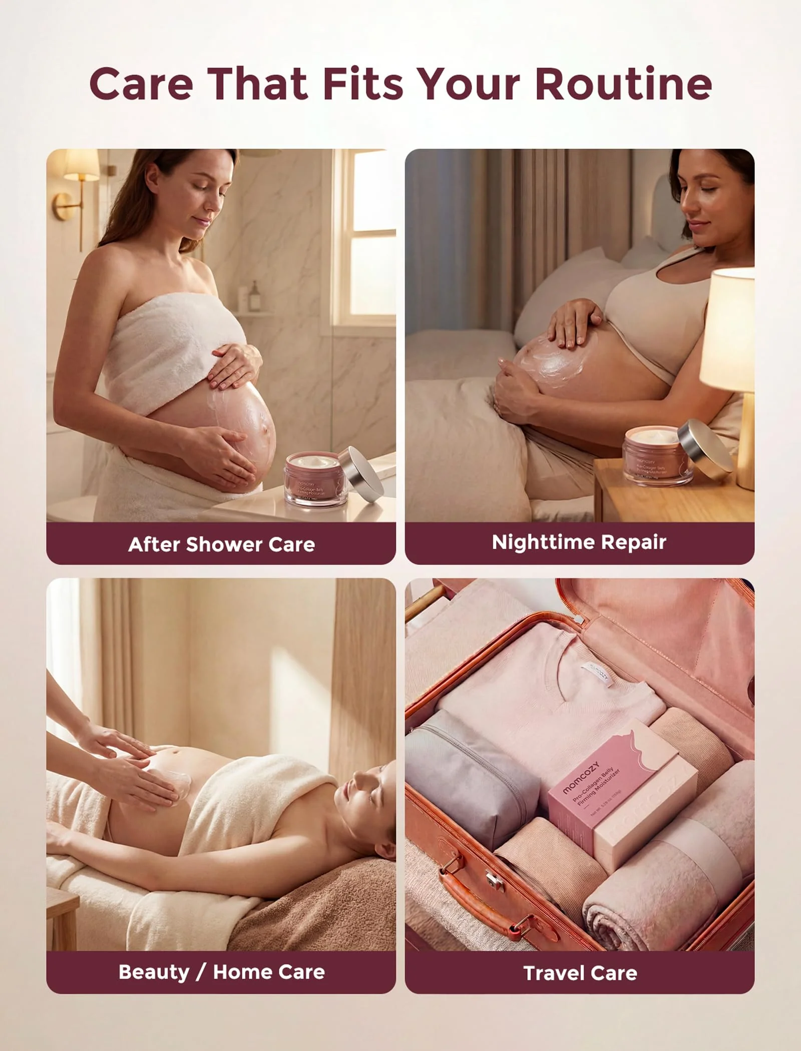 Momcozy Stretch Mark Cream for Pregnancy & Postpartum, Pro-Collagen Belly Firming Moisturizer, Facial-Grade Peptides & Oil-in-Cream, 5.29 oz (150g) - Image 2