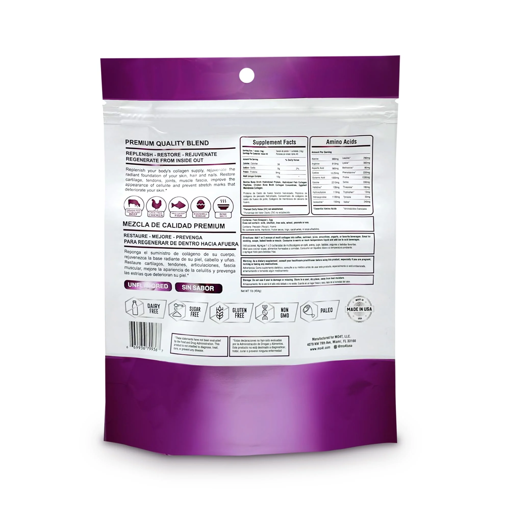 MOMOF4TRANSFORM MO4T Hydrolyzed Multi Collagen Powder -Collagen Protein- Collagen Peptides-Type 1,2,3,5,10 -Sugar-Free, Keto-Friendly -10.58 Oz - Image 3