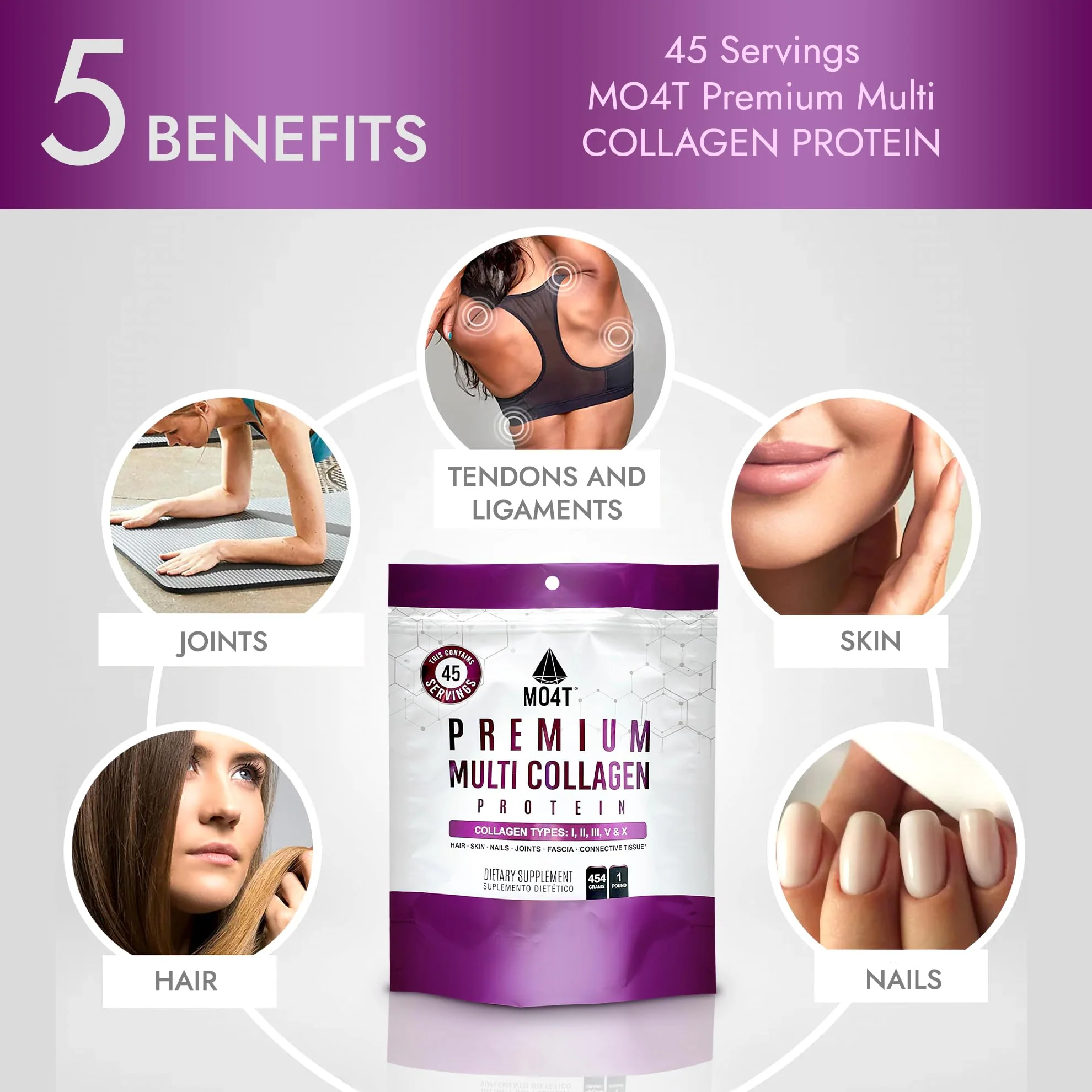 MOMOF4TRANSFORM MO4T Hydrolyzed Multi Collagen Powder -Collagen Protein- Collagen Peptides-Type 1,2,3,5,10 -Sugar-Free, Keto-Friendly -10.58 Oz - Image 4