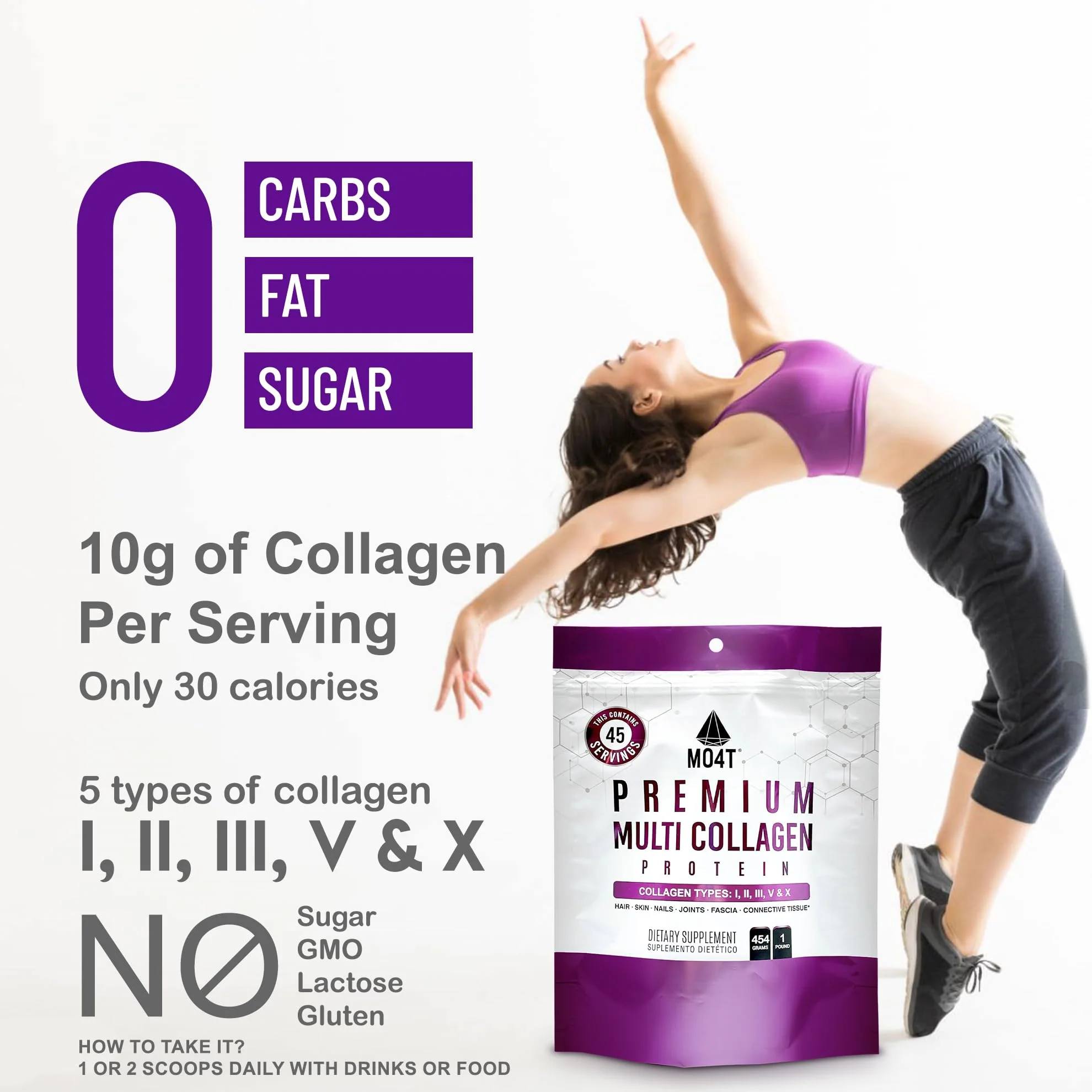 MOMOF4TRANSFORM MO4T Hydrolyzed Multi Collagen Powder -Collagen Protein- Collagen Peptides-Type 1,2,3,5,10 -Sugar-Free, Keto-Friendly -10.58 Oz - Image 6