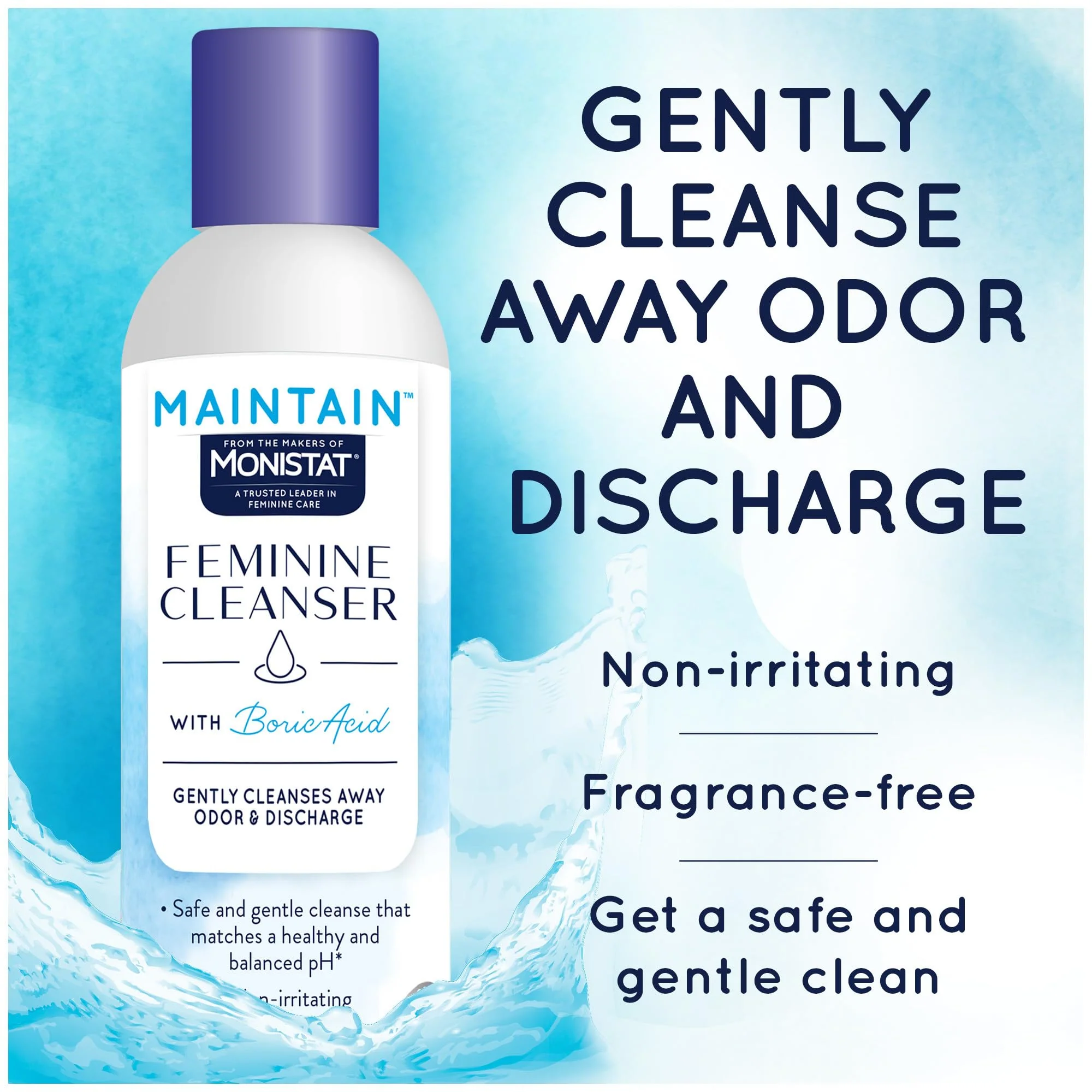 Monistat Boric Acid Feminine Wash, Fragrance-Free Intimate Wash for Women with Gentle pH-Balanced Formula, 10 Fl Oz (Pack of 2) - Image 2