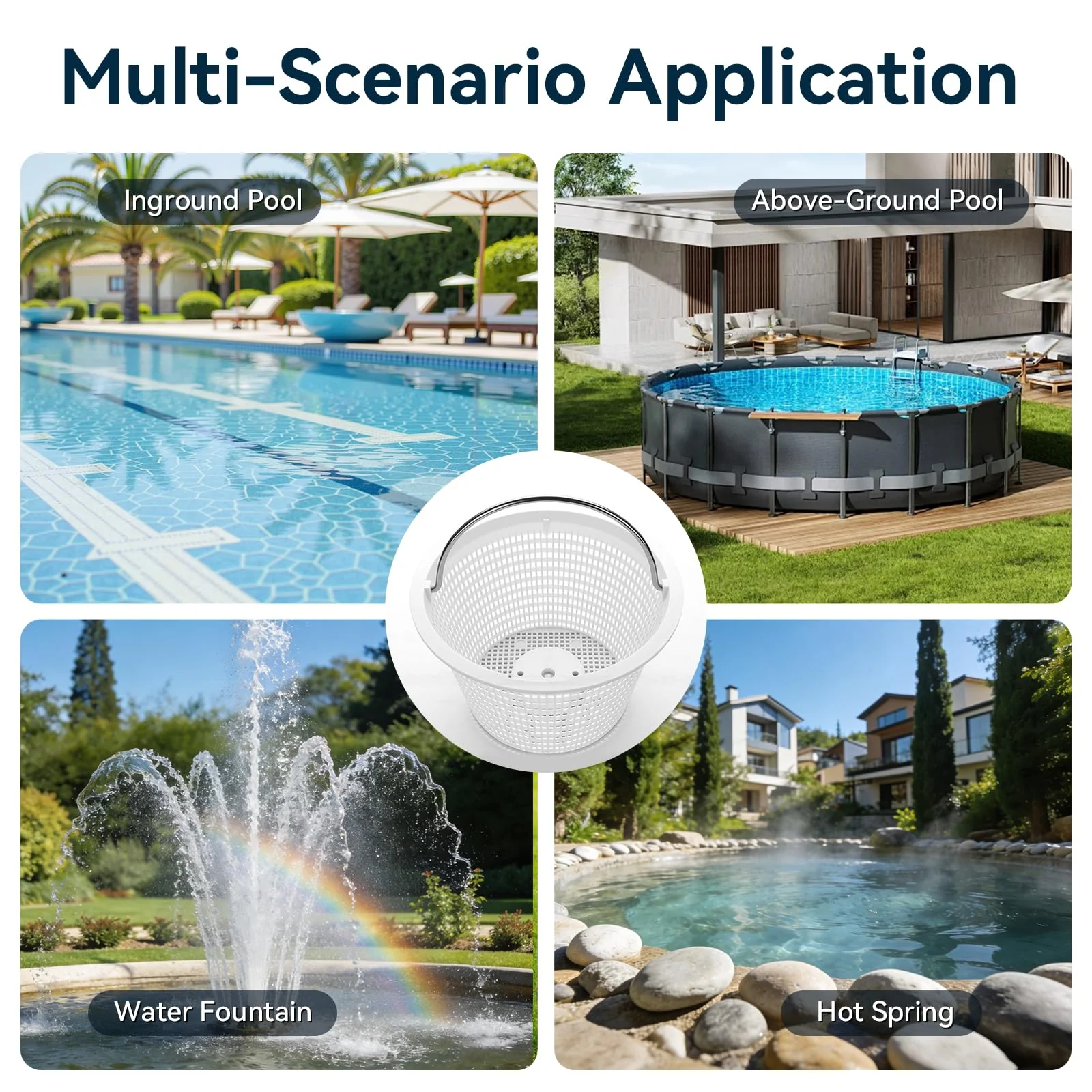 Monitok Pool Skimmer Basket for Inground Pools, Heavy-Duty with 316 Stainless Steel Handle & Built-in Weight, Compatible with Hayward SP1070/SP1070E Pool Basket and Pentair U-3 Skimmer Basket - Image 2