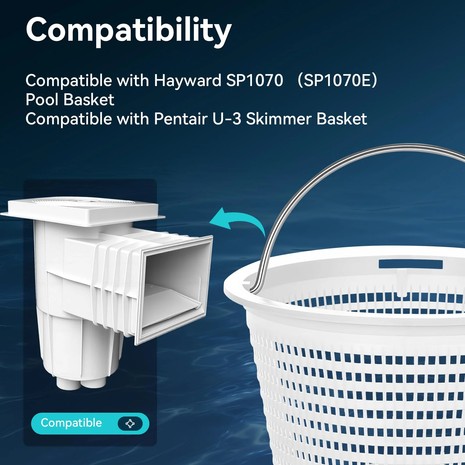 Monitok Pool Skimmer Basket for Inground Pools, Heavy-Duty with 316 Stainless Steel Handle & Built-in Weight, Compatible with Hayward SP1070/SP1070E Pool Basket and Pentair U-3 Skimmer Basket - Image 5