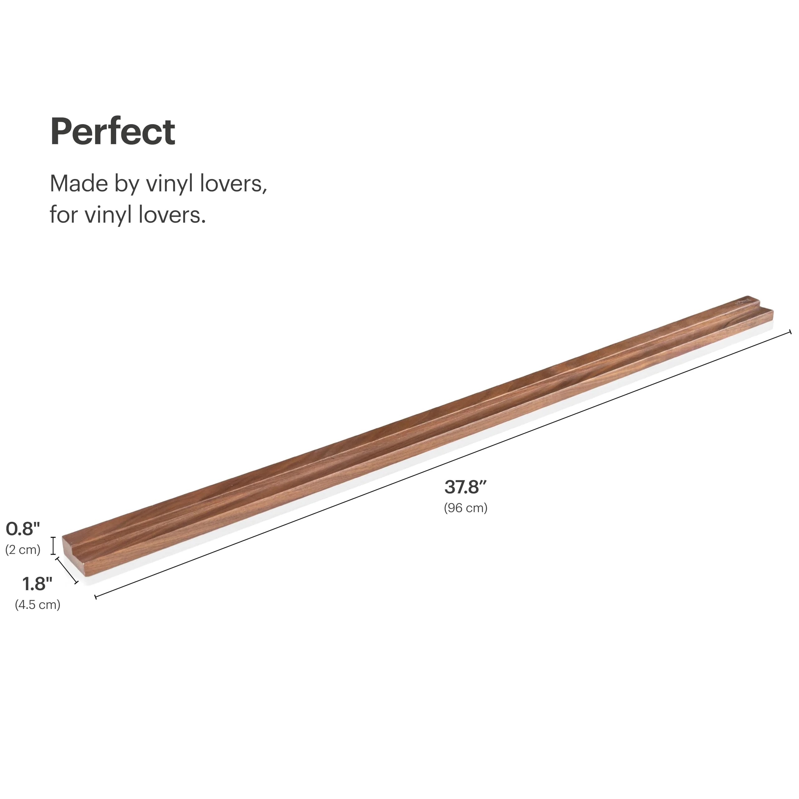 MÖNKE Vinyl Record Wall Mount - a 96 cm Long Elegant Display Ledge Made from Solid Walnut - This Vinyl Record Shelf Will Hold Records of Any Size (Walnut)