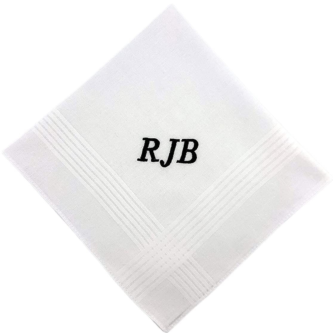 Monogrammed Handkerchief for Men Christmas Gifts for Him Soft Cotton Men's Initial Letter Hanky Groom Wedding Hankerchief Personalized - Image 2