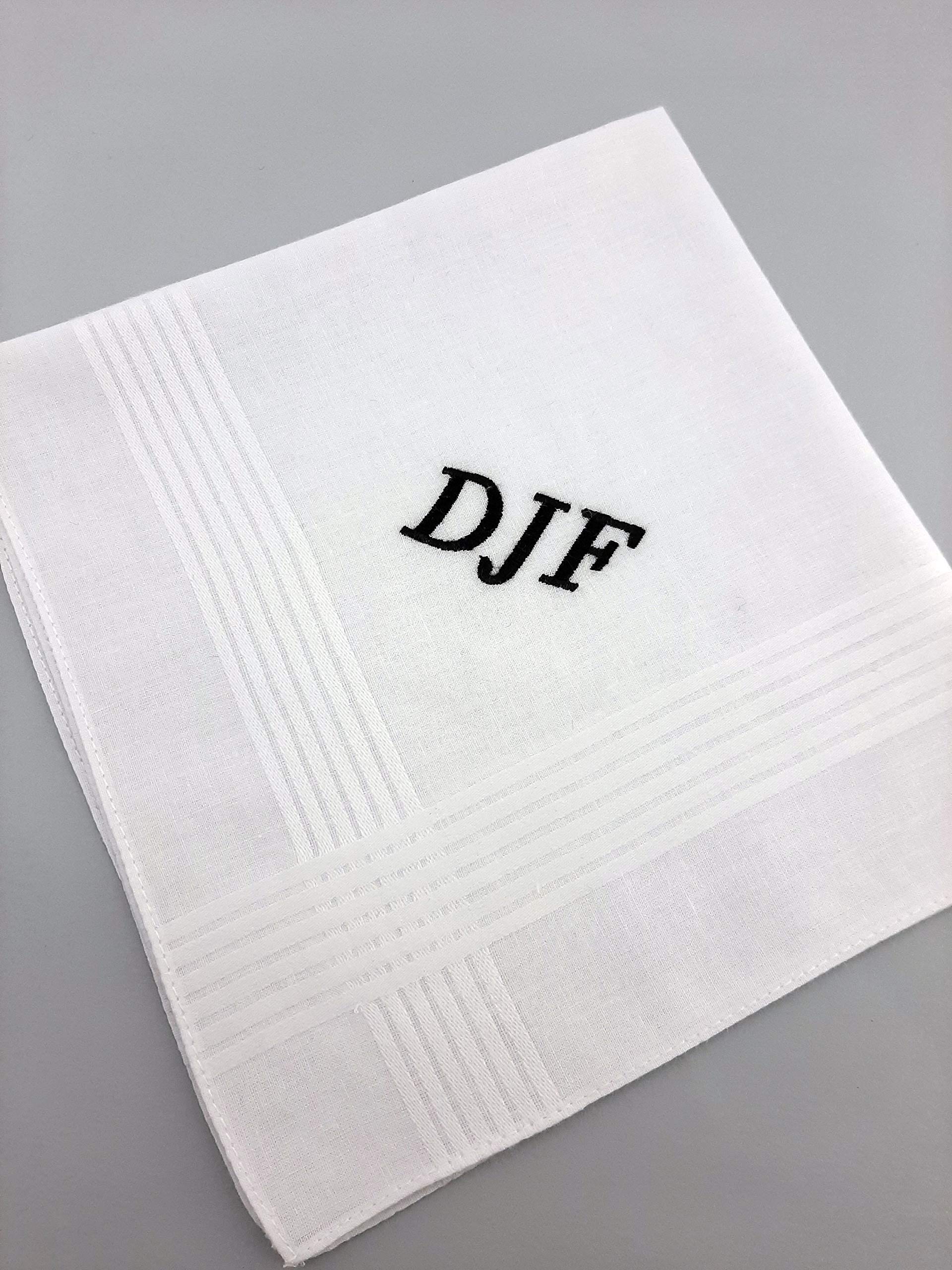 Monogrammed Handkerchief for Men Christmas Gifts for Him Soft Cotton Men's Initial Letter Hanky Groom Wedding Hankerchief Personalized - Image 7
