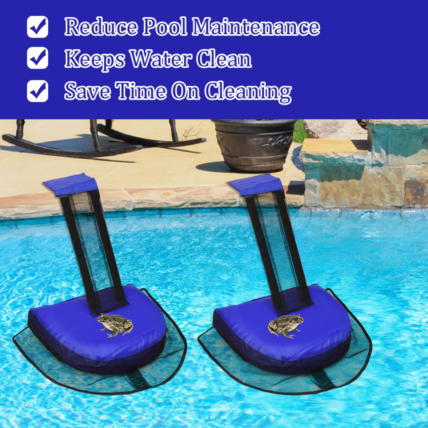Monrocco 2 Pack Animal Saving Escape Ramp Critters, Swimming Pool Floating Animal Saver, Frog Saver, Floating Pool Reduces Tool for Outdoor Pools and Spas - Image 5