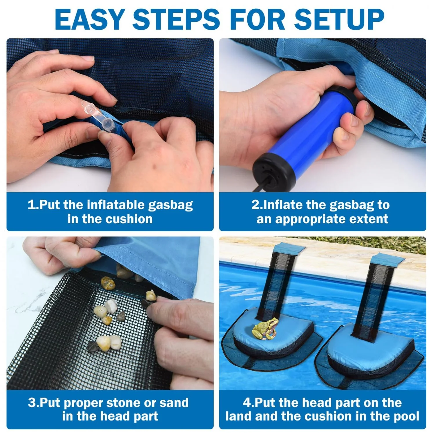 Monrocco 2 Pcs Pool Animal Saving Escape Ramp, Frog Saver for Swimming Pool Critter, Pool Rescue Tool for Frogs, Reduces Frogs Maintenance Accessories (Light Blue) - Image 4