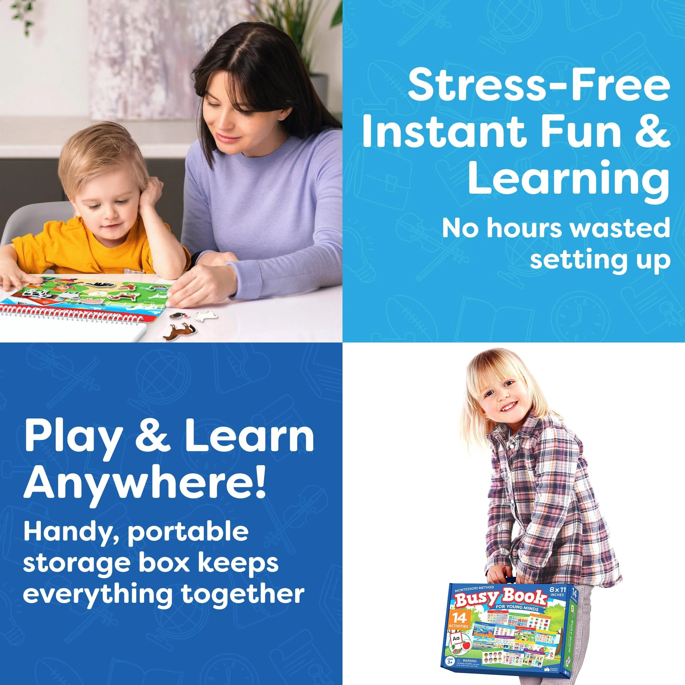 Montessori Preschool Busy Book for Toddlers Ages 3 and Up - Preassembled - Preschool Learning Activities Homeschool Montessori Toys - 3 Year Old Boy Gift - 3 Year Old Girl Christmas Birthday Gift - Image 3