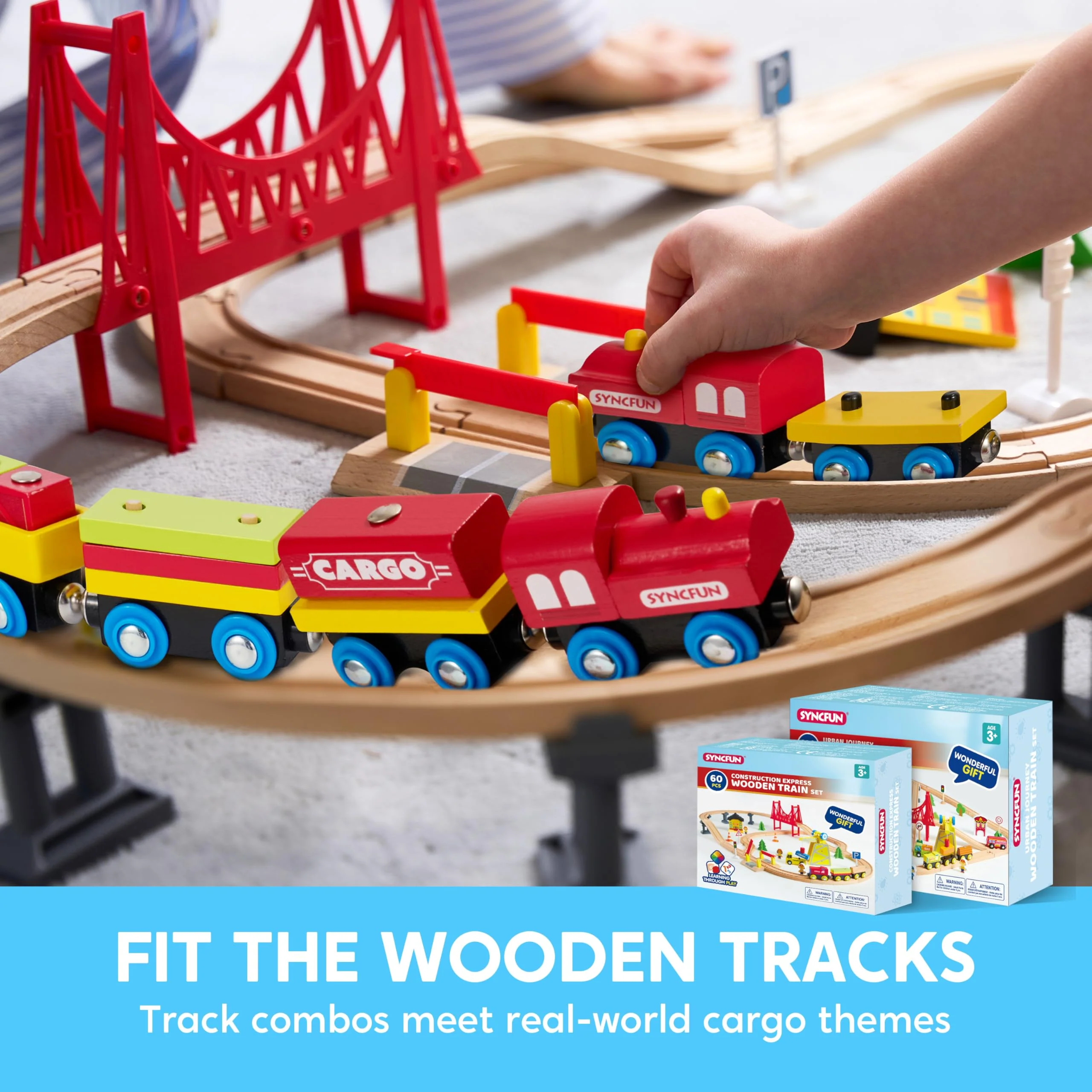 Montessori Wooden Train Toy Set for Kids, 12PCS Magnetic Train Cars with Storage Gift Box, STEM Educational Toy for Boys & Girls, Ages 2-8 Years, Christmas Birthday Party Gift - Image 4