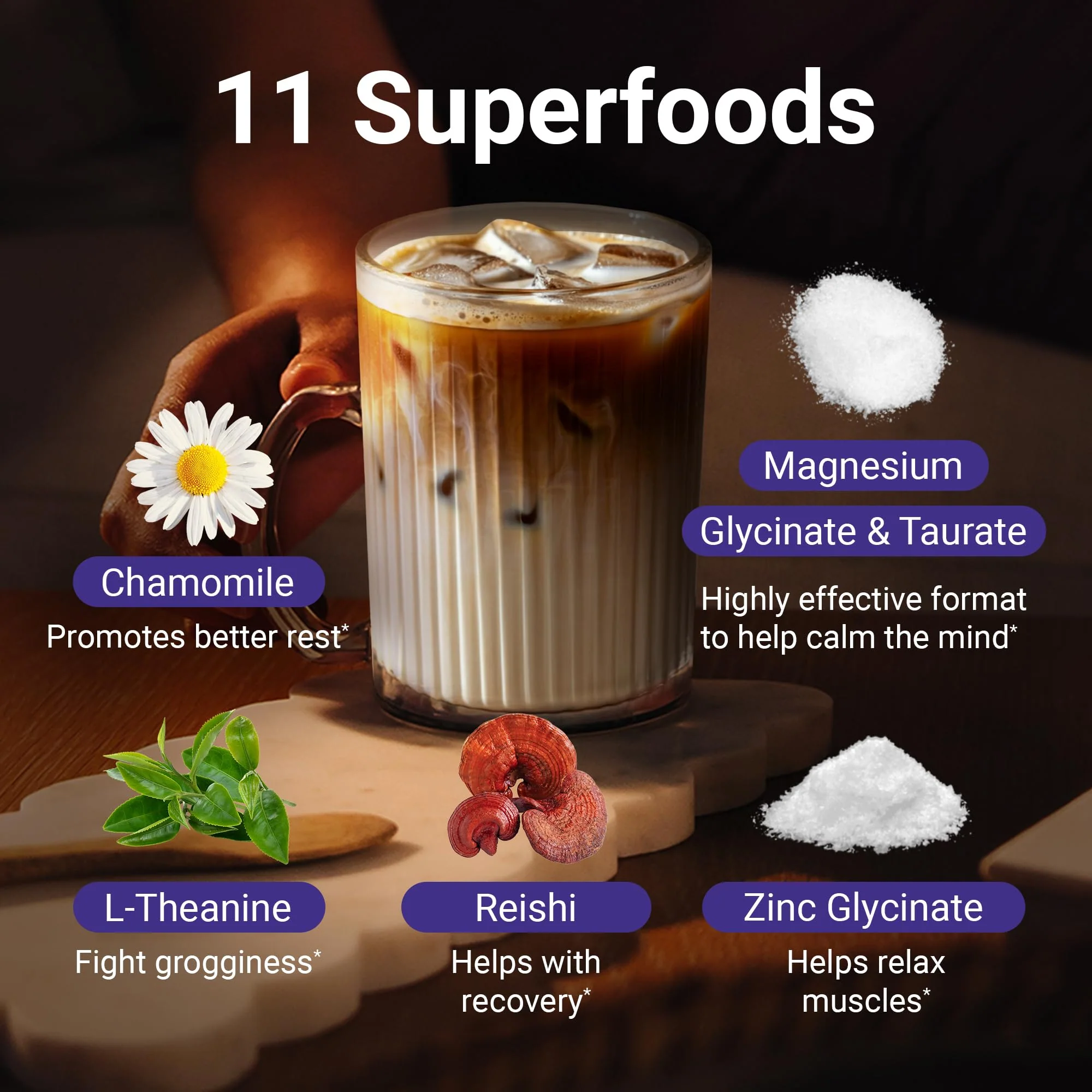 MoonBrew Nighttime Magnesium Vanilla Latte Mix, Natural Sleep Aid Drink Mix for Adults - Calming Melatonin-Free Sleep Support Powder with Magnesium Glycinate, L-Theanine, Chamomile & Zinc - Image 4