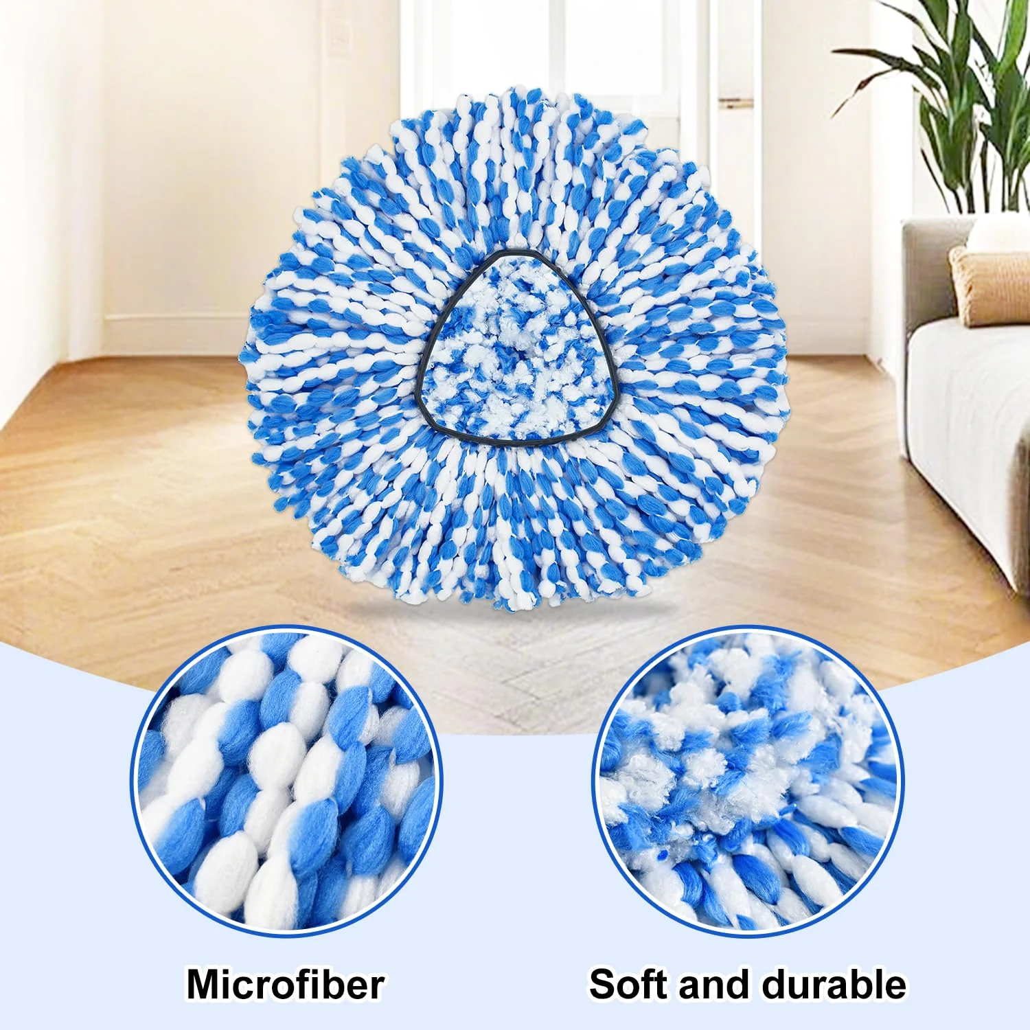 Mop Head Replacement Compatiable with Ocedar RinseClean 2-Tank System, Mircofiber Mop Heads Refill and Scrub Brush for O Cedar Rinseclean Spin Mop, 6 Pack Mop Refills & 2 Scrub Head for Floor Cleaning - Image 4