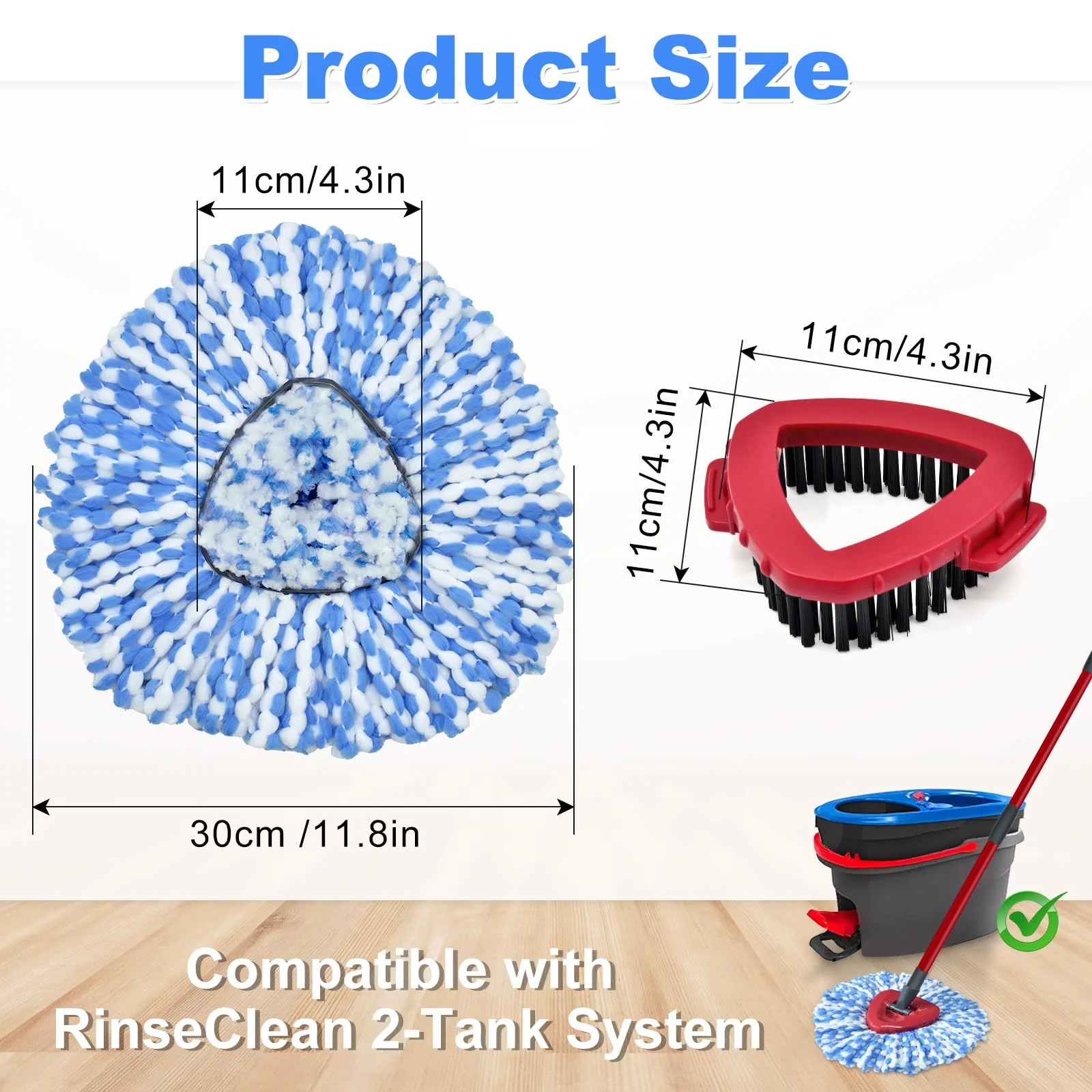 Mop Heads Replacements for Ocedar, 5 Pack Mop Replace Head for Ocedar RinseClean 2-Tank System, Spin Mop Replacement Head with 2 Scrubber Mop Head, Microfiber Mop Refills Deep Cleaning - Image 3