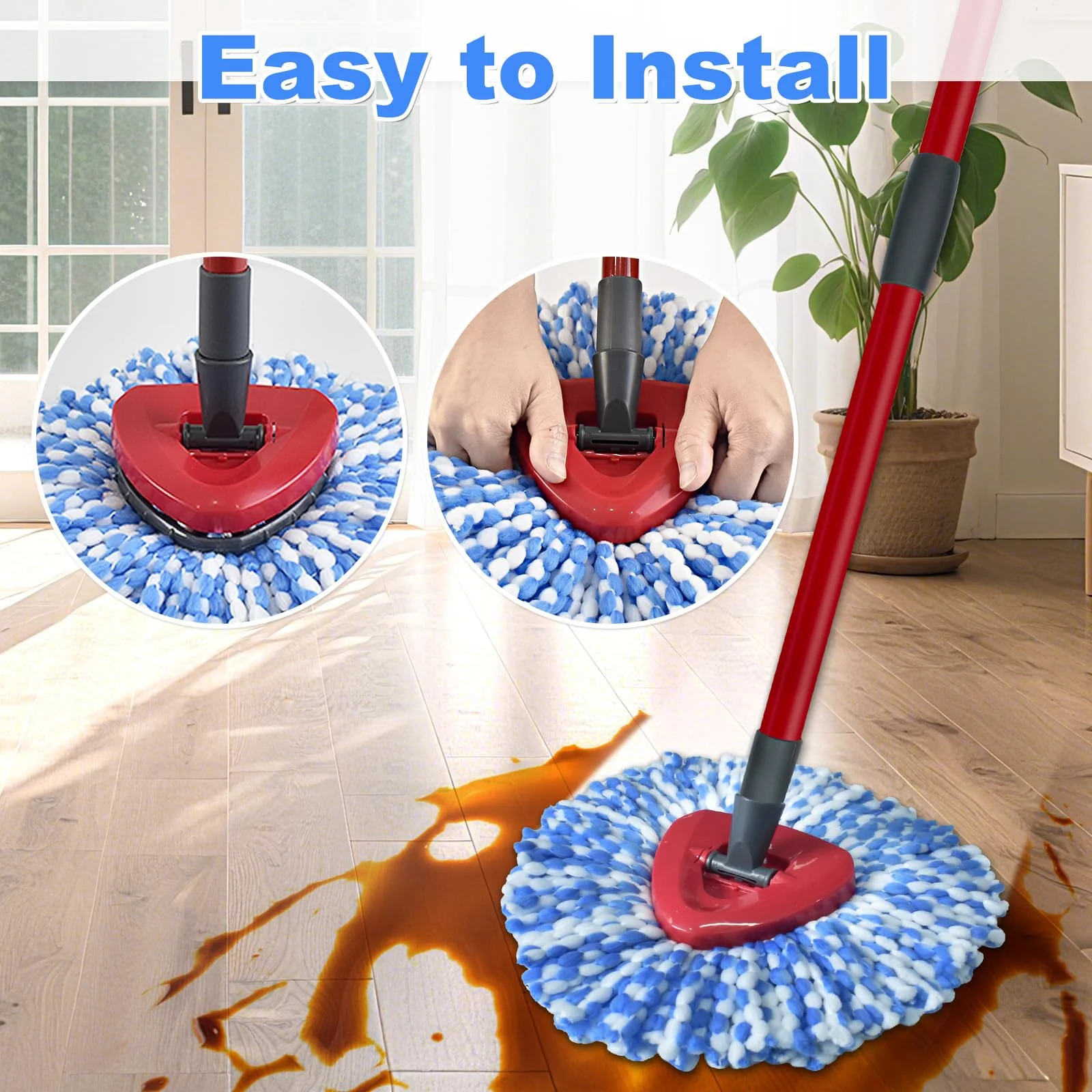 Mop Heads Replacements for Ocedar, 5 Pack Mop Replace Head for Ocedar RinseClean 2-Tank System, Spin Mop Replacement Head with 2 Scrubber Mop Head, Microfiber Mop Refills Deep Cleaning - Image 6