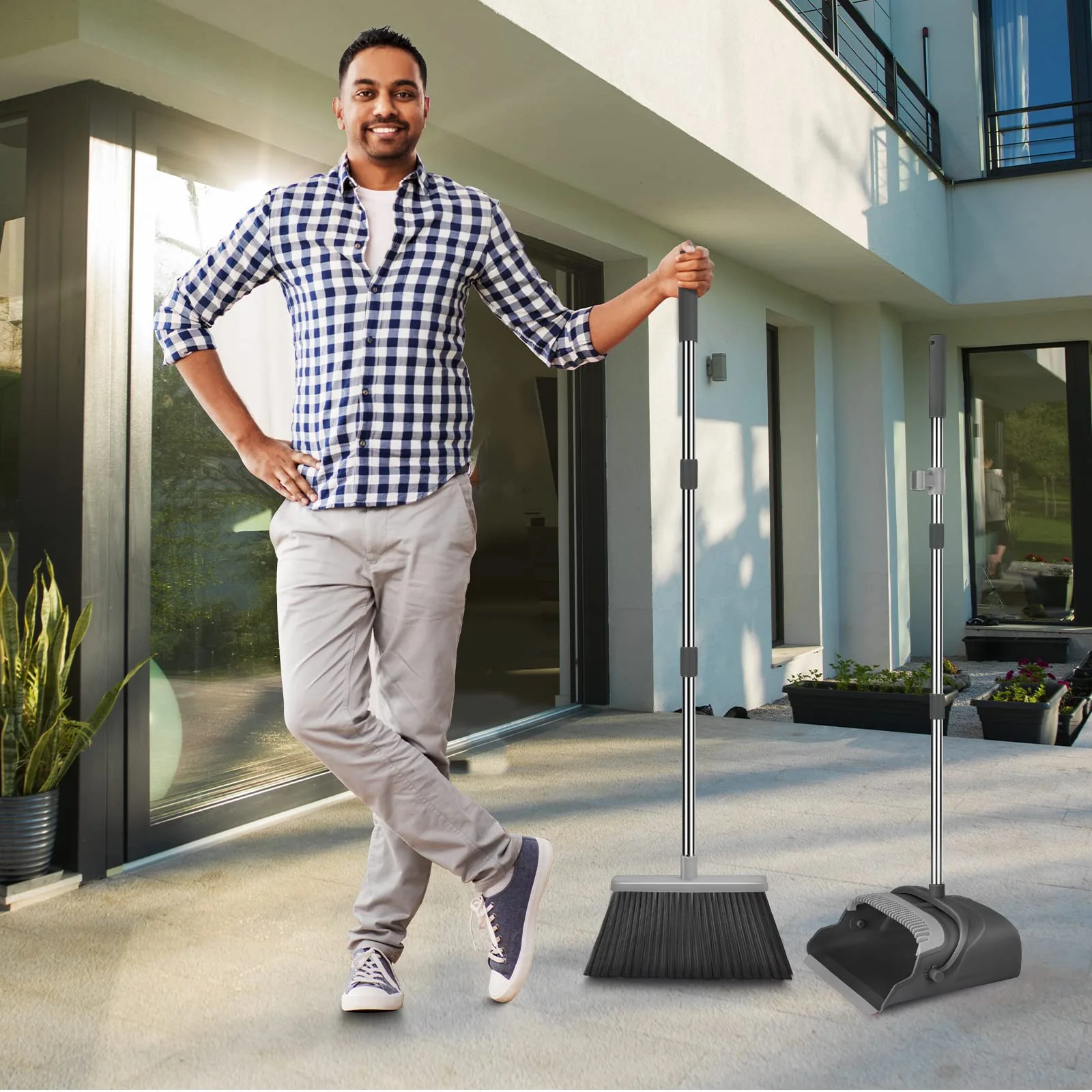 Mop Heavy Quality Floor Mop with Bucket, Flexible Kitchen tap Flat Squeeze Cleaning Supplies 360 Flexible Head/2 Reusable Pads Clean Home Floor Cleaning - Image 7