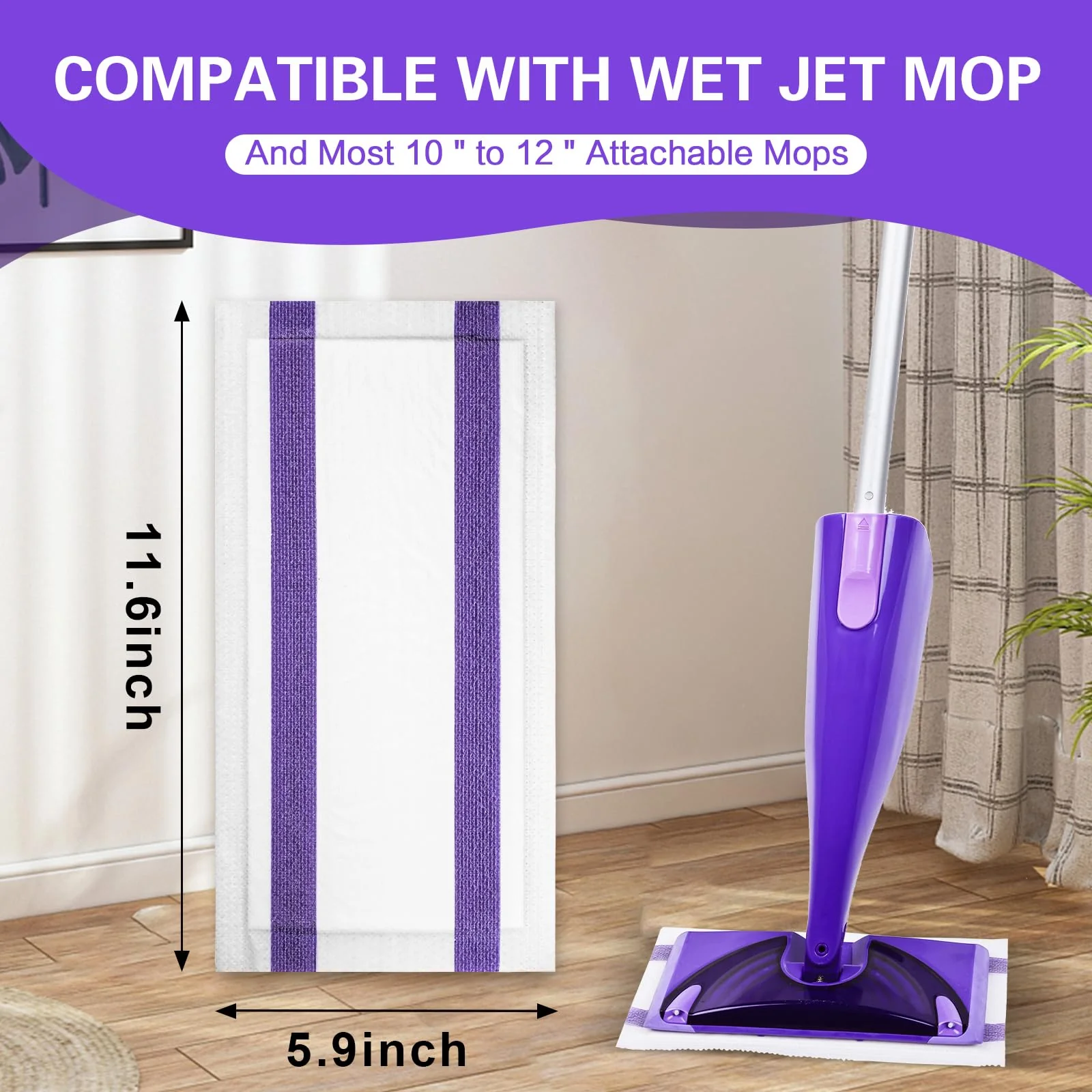 Mop Pads Refills Compatible with WetJet Mop, Disposable Mop Pads for Hardwood Floors, Tile, Laminate & Multi-Surface Cleaning, 100 Pack - Image 7