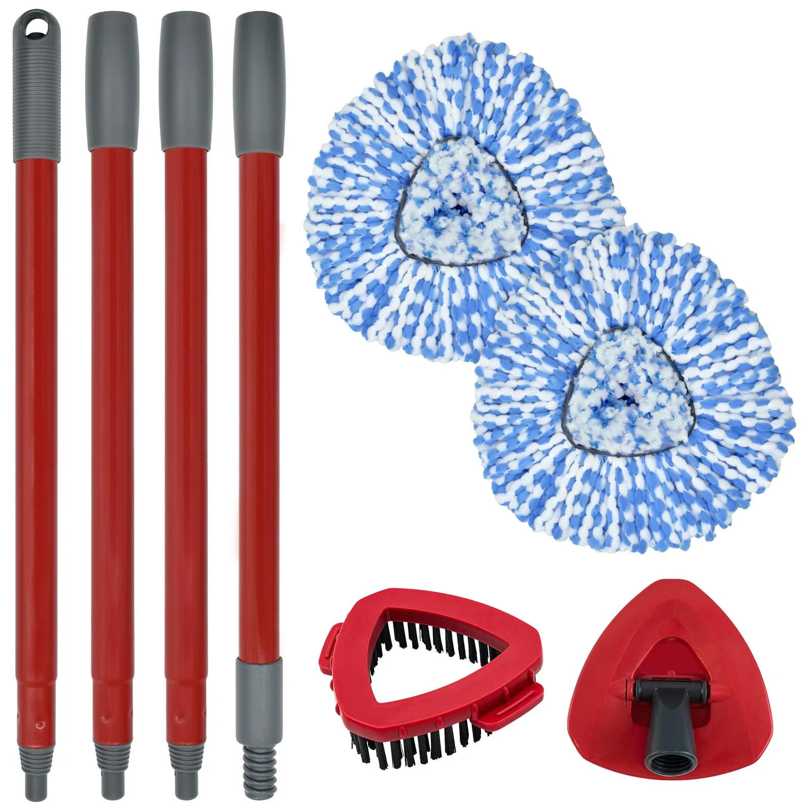 Mop Replacement for Ocedar, Mop for O Cedar, Replacement Mop for O Cedar Spin Mop Contains 4-Section Mop Handle 2 Mop Replace Head 1 Mop Base 1 Scrubber Mop Head for O-Cedar Spin Mop