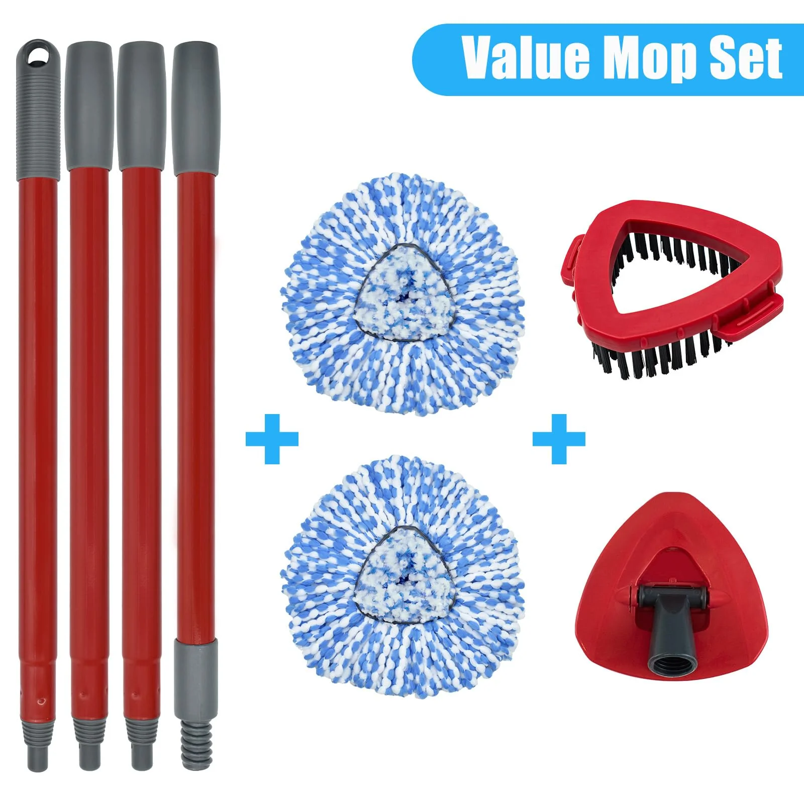 Mop Replacement for Ocedar, Mop for O Cedar, Replacement Mop for O Cedar Spin Mop Contains 4-Section Mop Handle 2 Mop Replace Head 1 Mop Base 1 Scrubber Mop Head for O-Cedar Spin Mop - Image 8