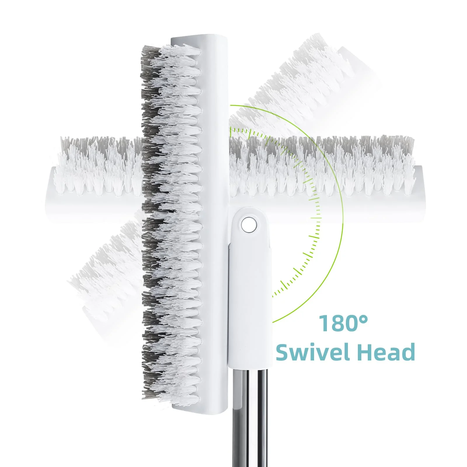 MOPALL Floor Scrub Brush with Long Handle 55", Dual-Sided Stiff Bristle Grout Brush with 180° Rotatable V-Shape Head, Heavy Duty Shower Cleaning for Bathroom Tile, Patio, Deck, Garage, Pool & Corner - Image 4