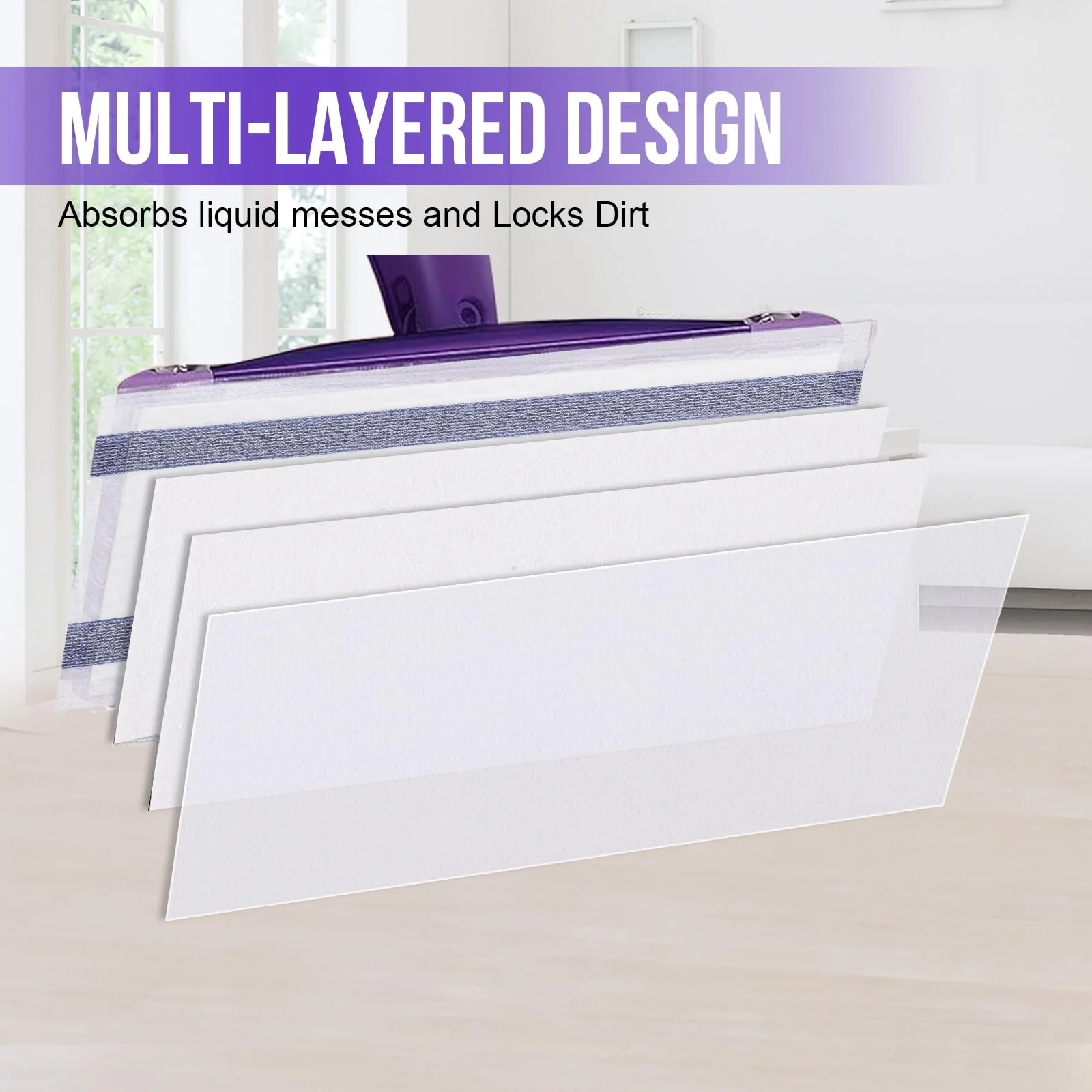 Mopping Pad Refill for Wet Jet Mop, Disposable Multi Surface Wetjet Hardwood Floor Cleaner Spray Mop Pads Refills, Thickness & Absorbent (120) - Image 6