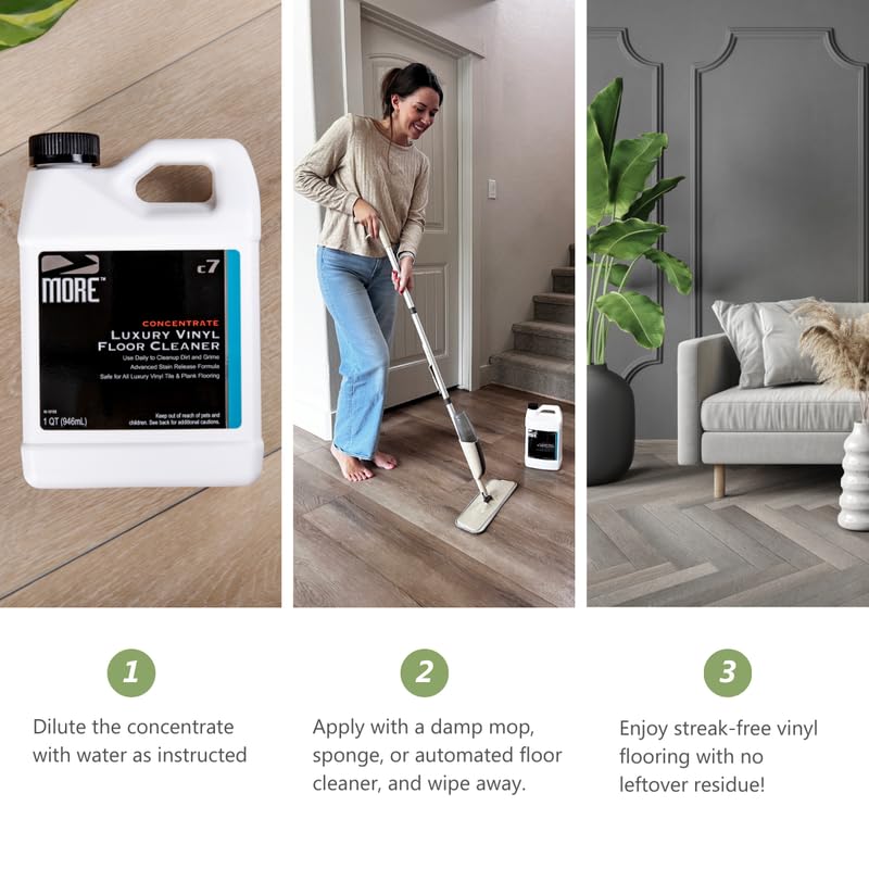 MORE Luxury Vinyl Floor Cleaner - Water-Based Surface Care Concentrate - For Kitchen and Bathroom Floors - Daily No-Rinse Cleaner - Unscented - pH Neutral - 32oz - Image 4