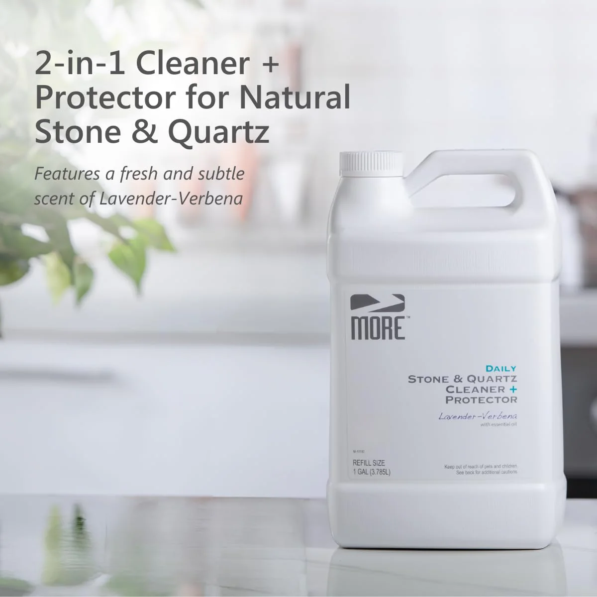 MORE Stone & Quartz Cleaner + Protector - Granite, Quartz & Marble Cleaner - For Kitchen & Bathroom Countertops - Water-Based Surface Spray Refill - Lavender-Verbena Essential Oil - Gallon (128oz) - Image 8
