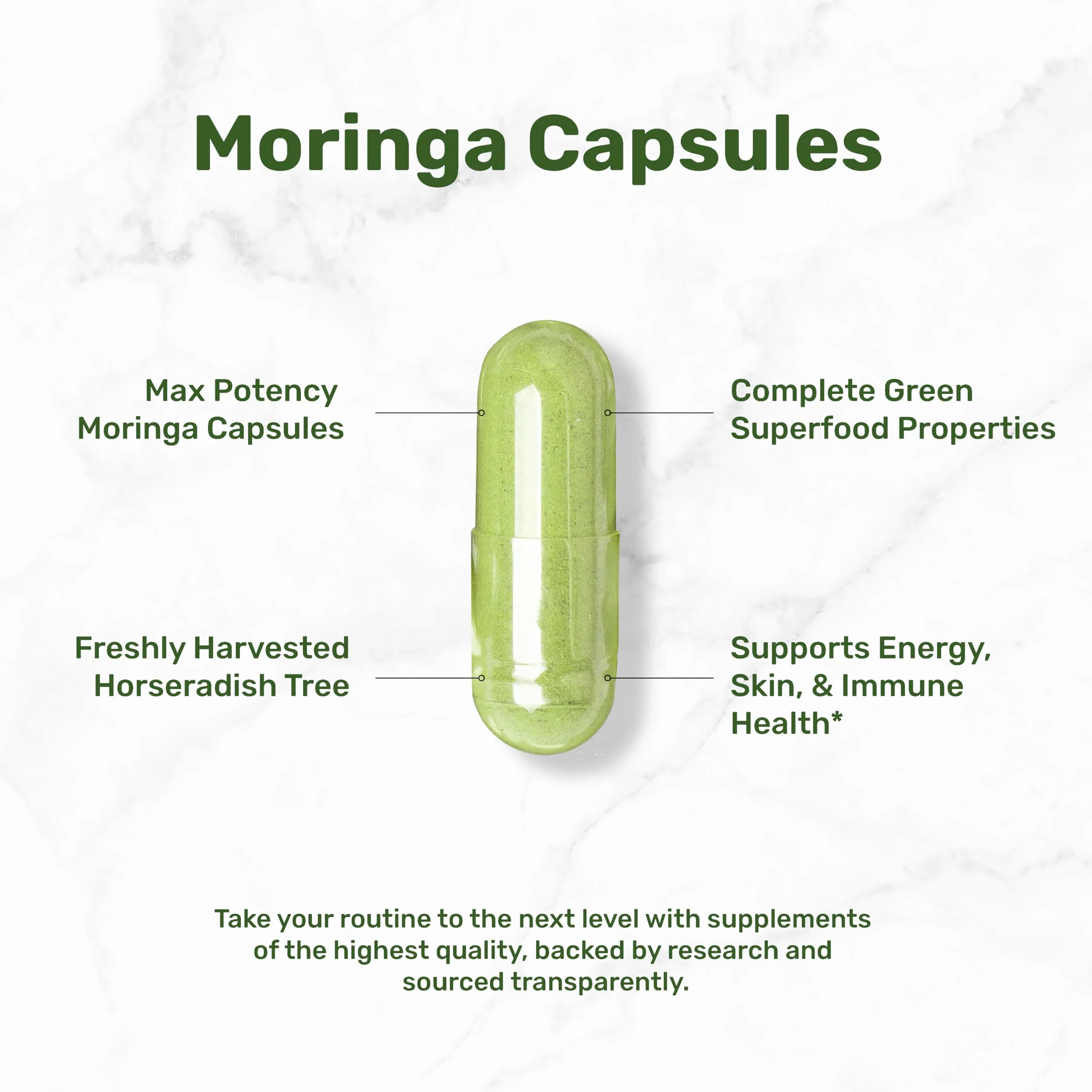 Moringa Capsules 240 Capsules – 4 Month Supply – Maximum Potency Pure Moringa Leaf Extract – Complete Green Superfood Supplement for Energy, Skin & Immune Health Support* - Image 6