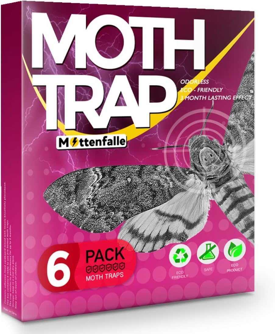 Mottenfalle Clothes Moth Traps 6-Pack - Prime Safe Non-Toxic Eco-Friendly Moth Traps with Pheromones Sticky Adhesive Tool for Wool Closet Carpet (Table-Top) - Image 3