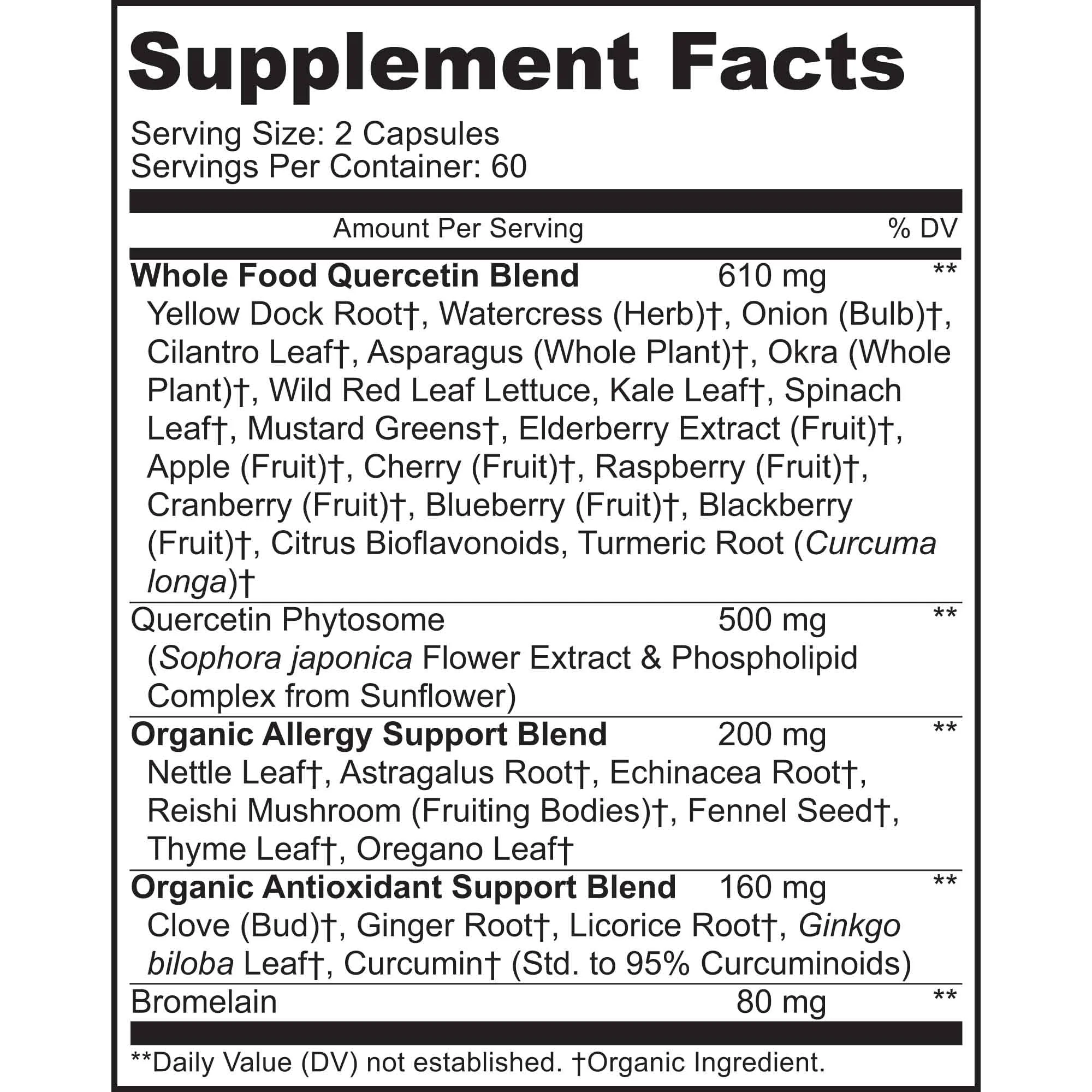 MoxyVites Quercetin with Bromelain 500mg Supplement - Bioactive Phytosome Complex, Pure Organic Whole Food Seasonal Support, Antioxidant, 20X Absorption & Bioavailability-120 Caps - Image 8