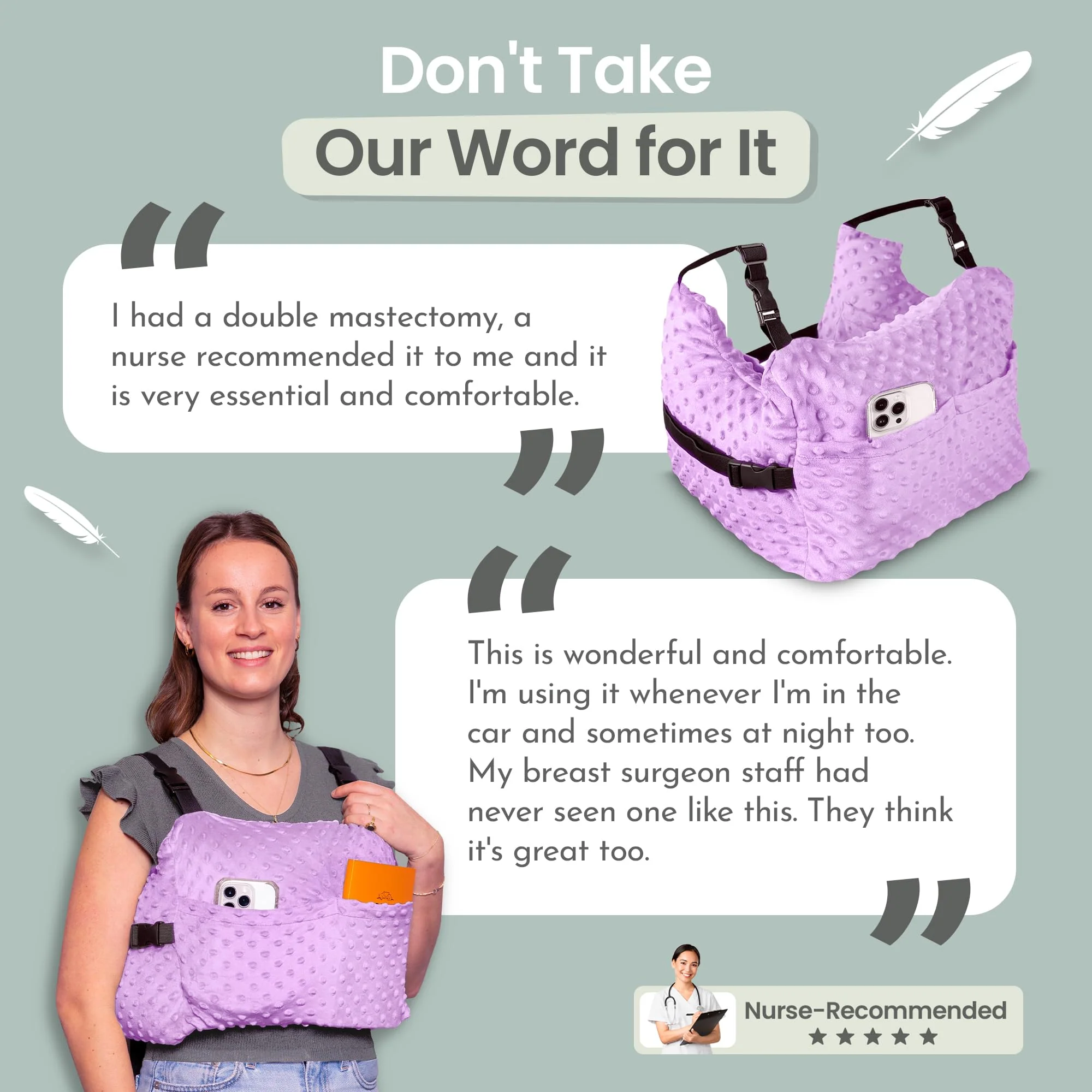 MOYOAMA Post Mastectomy Pillow - Post Surgery Pillow for Car, Breast Reduction & Augmentation Patients, Breast Pillow After Heart Surgery Pillow, Mastectomy Recovery Must Haves, Post Surgery Gift - Image 6