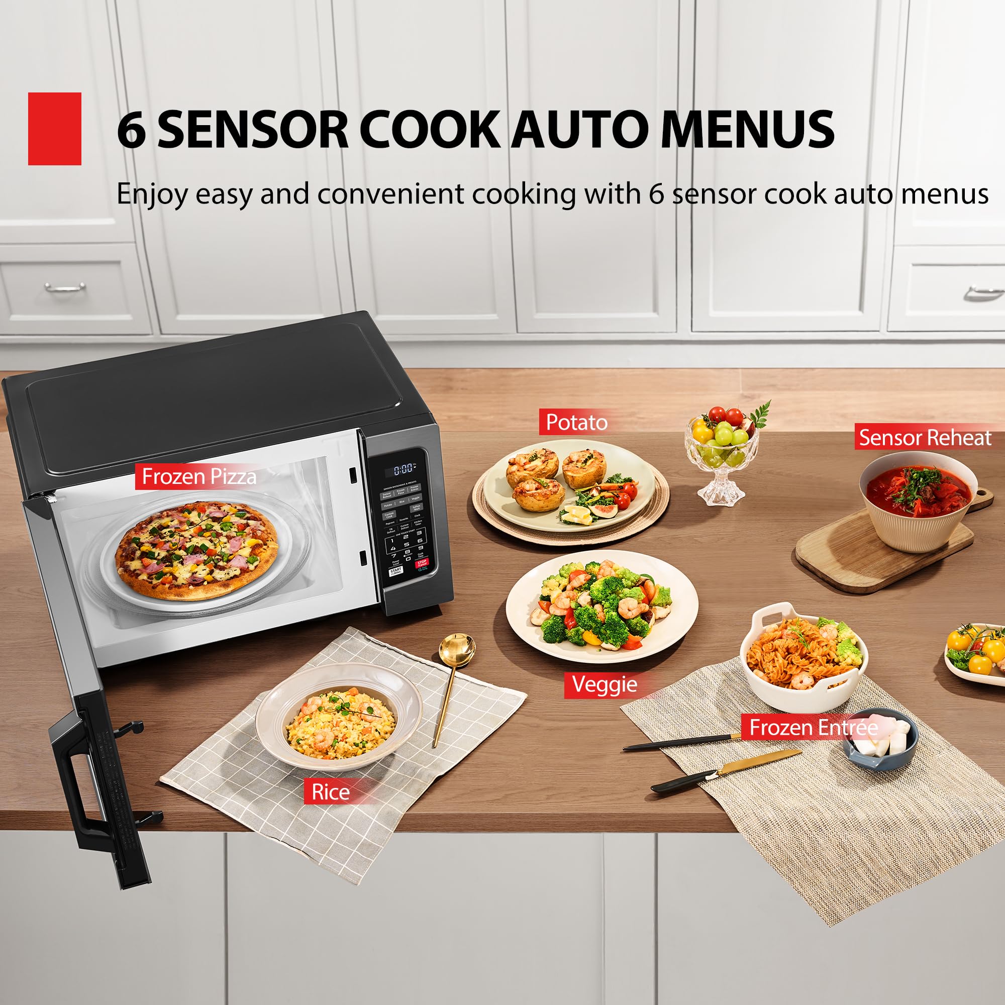 MPP-BS Microwave Oven with Smart Sensor, Easy Clean Interior, ECO Mode and Sound On/Off, 1.2 Cu.ft, Black Stainless Steel - Image 6