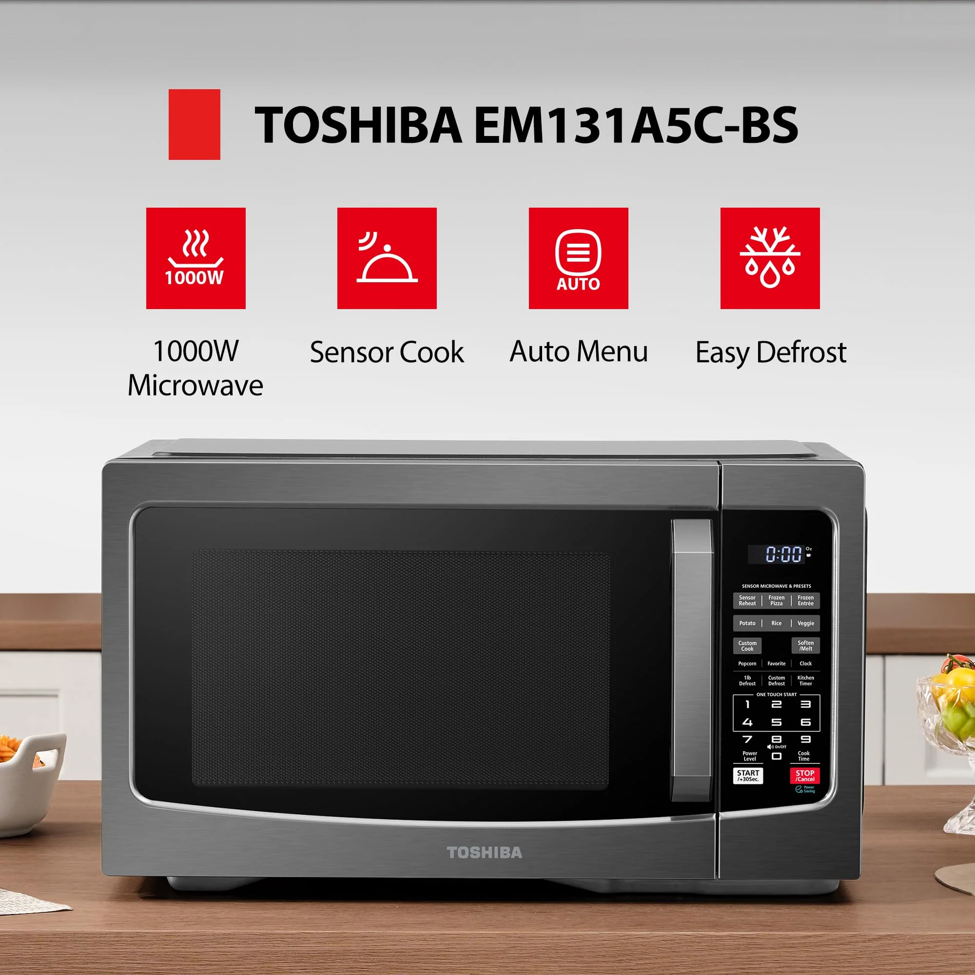 MPP-BS Microwave Oven with Smart Sensor, Easy Clean Interior, ECO Mode and Sound On/Off, 1.2 Cu.ft, Black Stainless Steel - Image 8