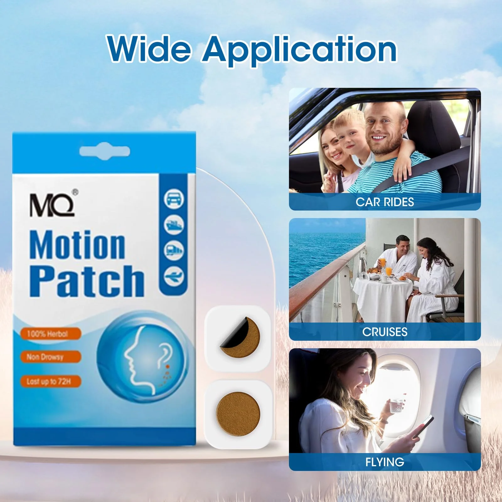 MQ Motion Sickness Patch,20 Count,Non Drowsy Sea Sickness Patches Behind Ear for Cruise Ship Travel, Waterproof Car Sick Patches Fast Acting & Long Last 72H - Image 5